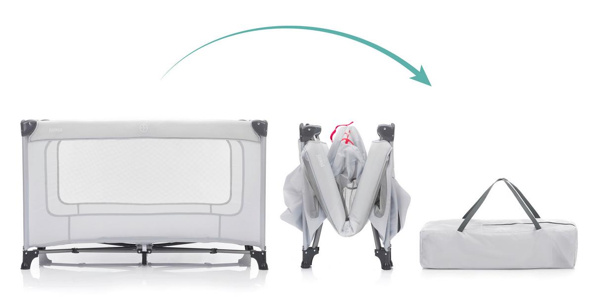 ŁÓŻKO TURYSTYCZNE 4059-07 NIZZA - szary, Basics, metal/tkanina (120/60cm) - Fillikid