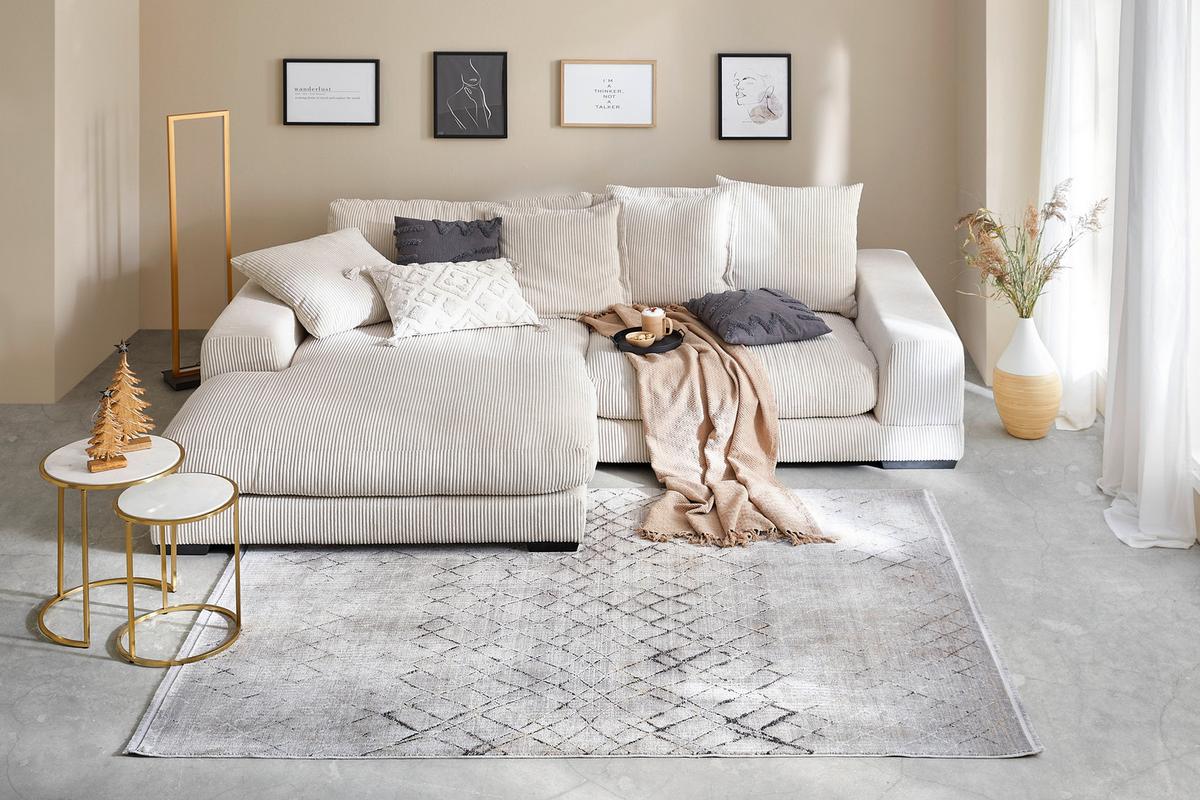 WEBTEPPICH LUC - Grau, Modern, Textil (120/180cm) - Premium Living