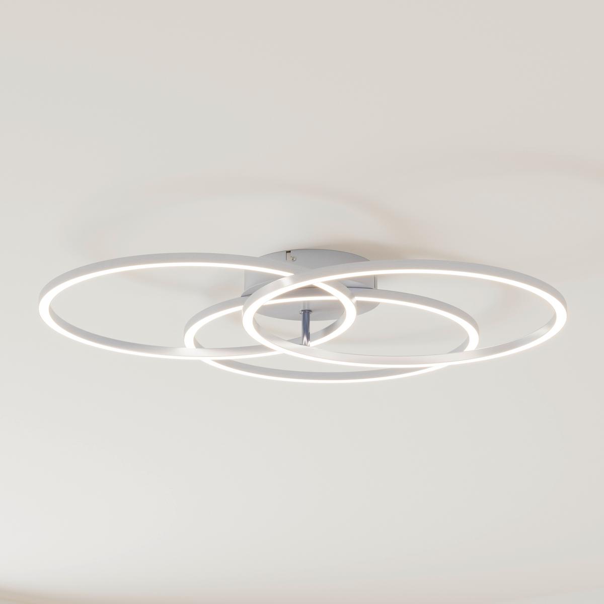 LAMPA SUFITOWA LED FONTANA *SBN* - kolor aluminiowy, Design, tworzywo sztuczne/metal (71/52/9cm) - Novel