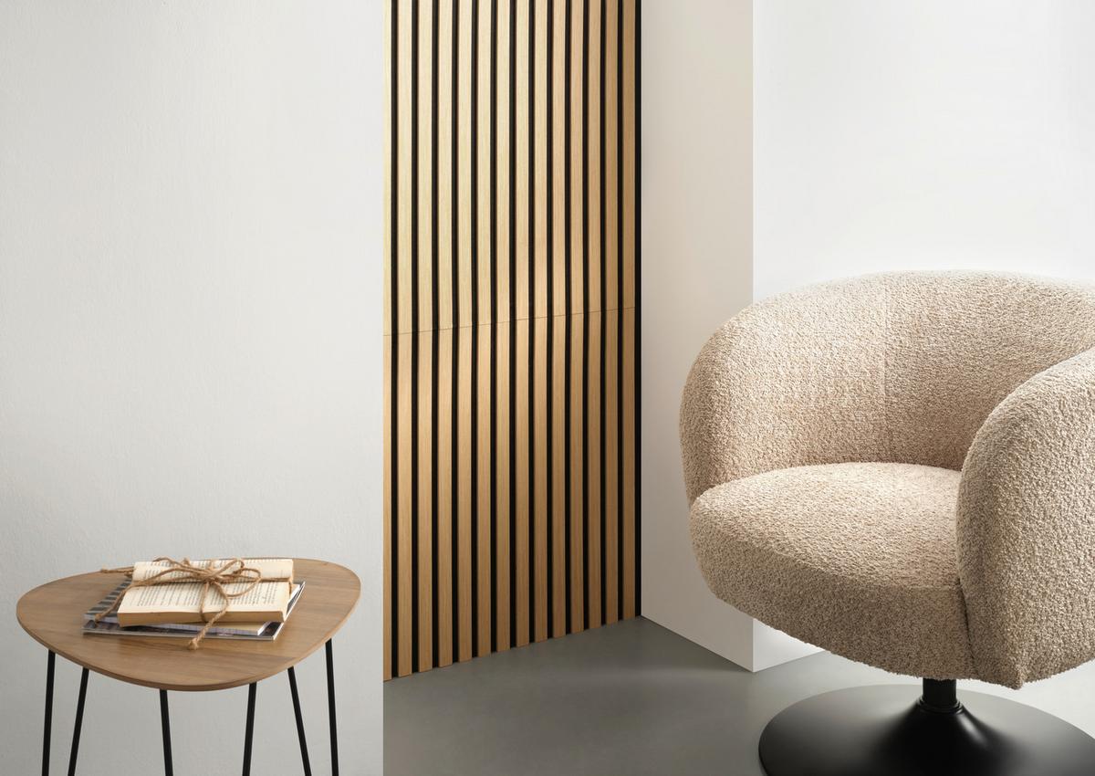 Panou acustic ASHLEY - stejar Bianco, Modern, plastic/lemn (60,5/28/1,2cm) - Modern Living