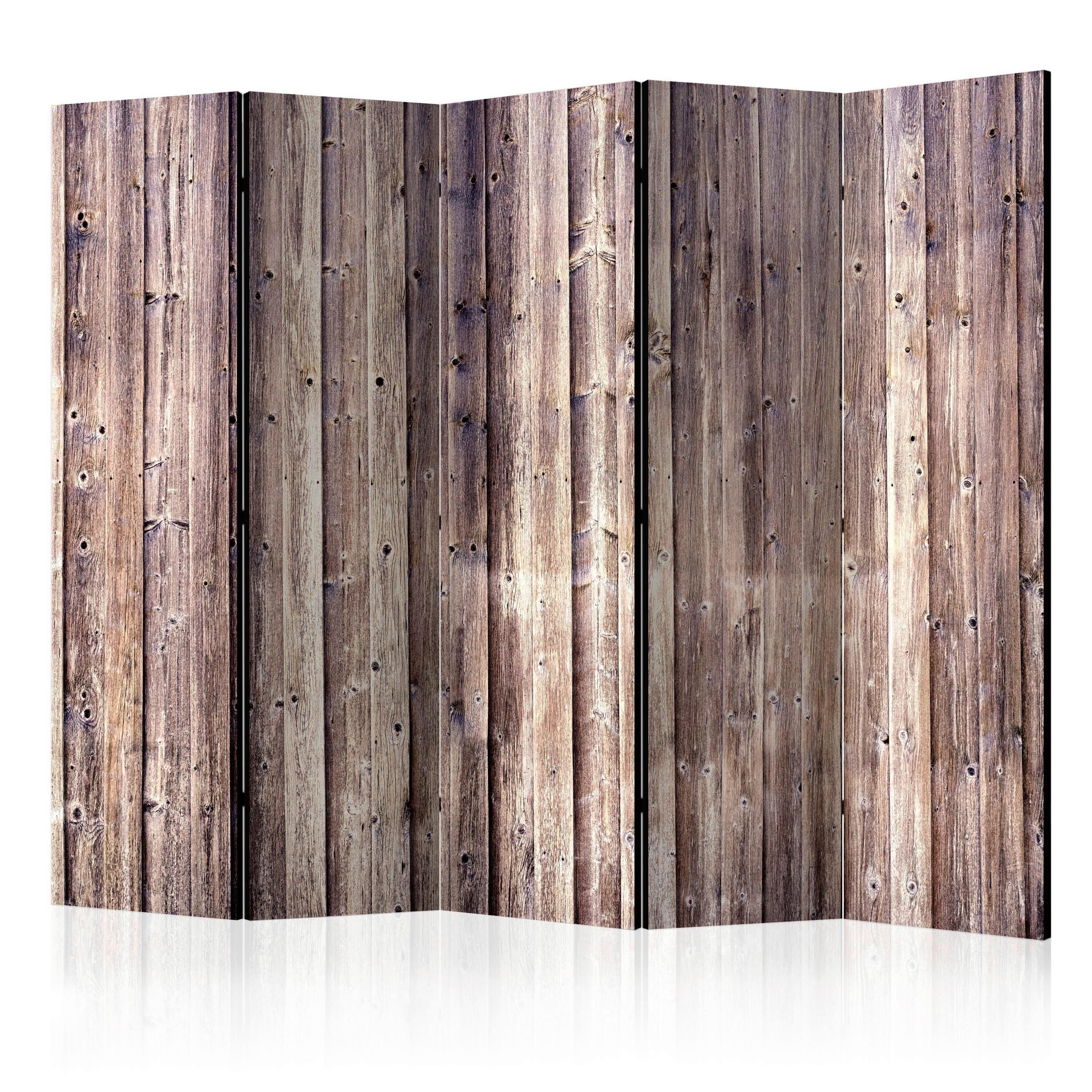 Paravan Wooden Charm I, 5-Delni, Dvostranski - bež/rjava, Basics, tekstil/les (225/172/3cm) - artgeist