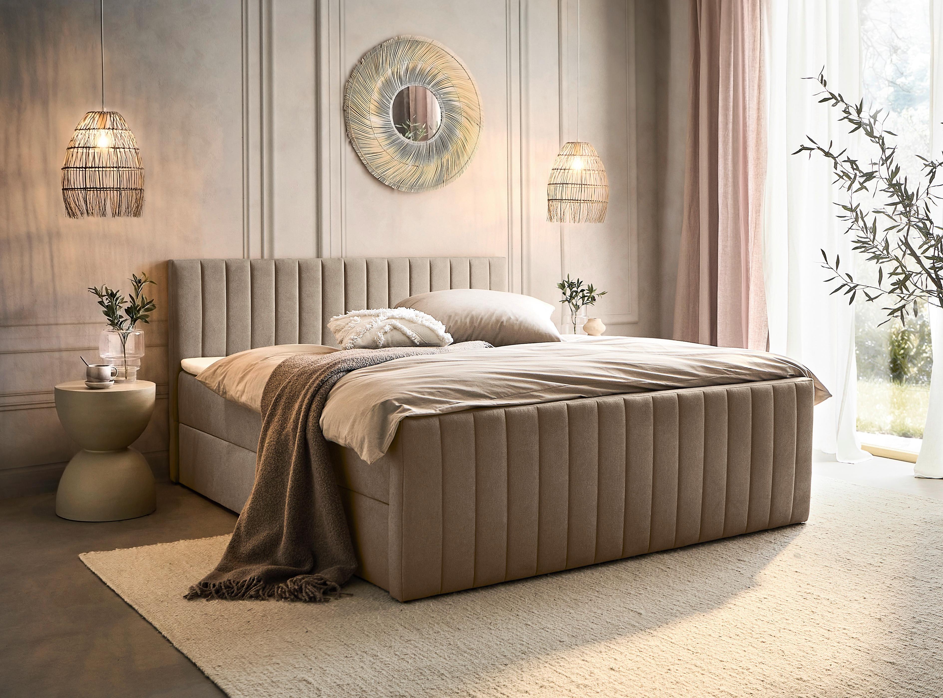 Box Krevet Sontje - crna/taupe, Konvencionalno, tekstil/plastika (160/200cm) - Modern Living