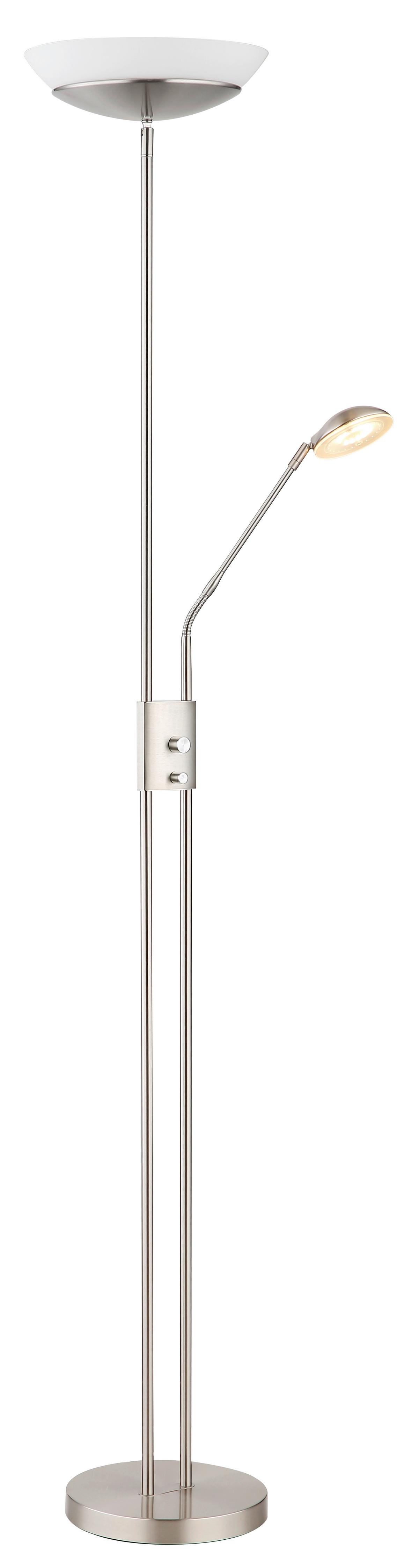 LED-Deckenfluter Ganina Nickelfarben max. 18,5 Watt - Opal/Nickelfarben, KONVENTIONELL, Glas/Kunststoff (29/180cm) - Globo