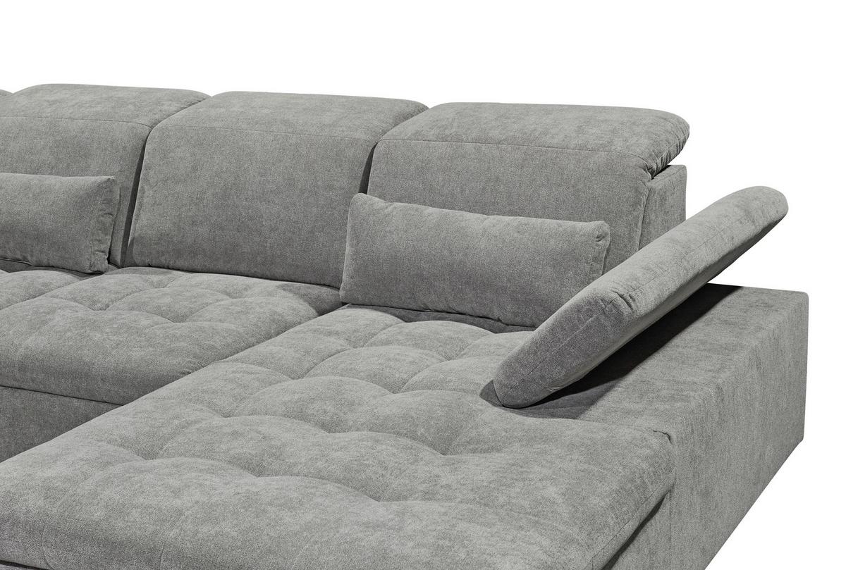 Wohnlandschaft Wayne U inkl. Kissen Schlammfarben - Schlammfarben/Silberfarben, KONVENTIONELL, Kunststoff/Textil (240/340/188cm) - MID.YOU