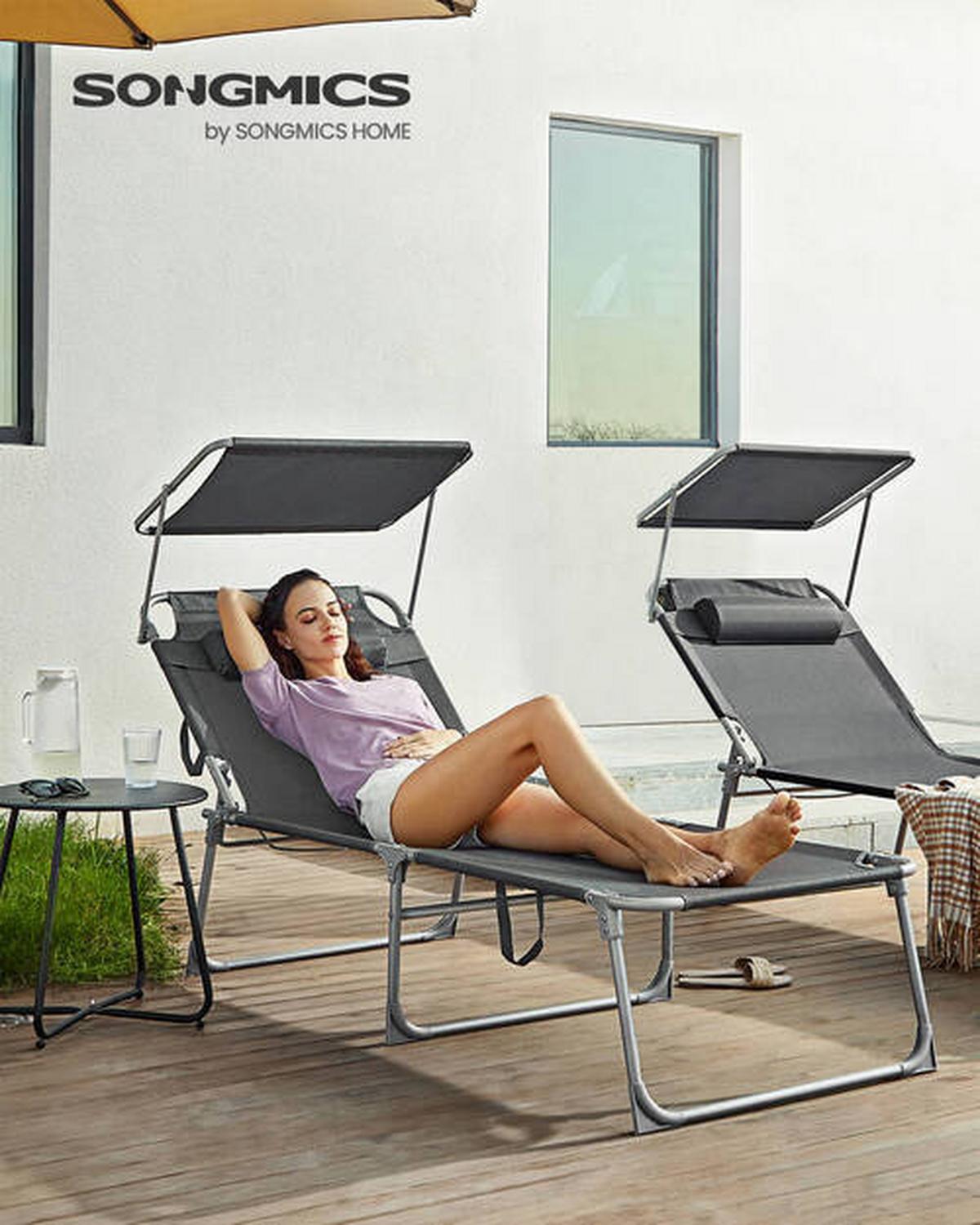 Sonnenliege Großer Liegesessel Grau - Grau, Basics, Textil/Metall (71/38/200cm) - Modante