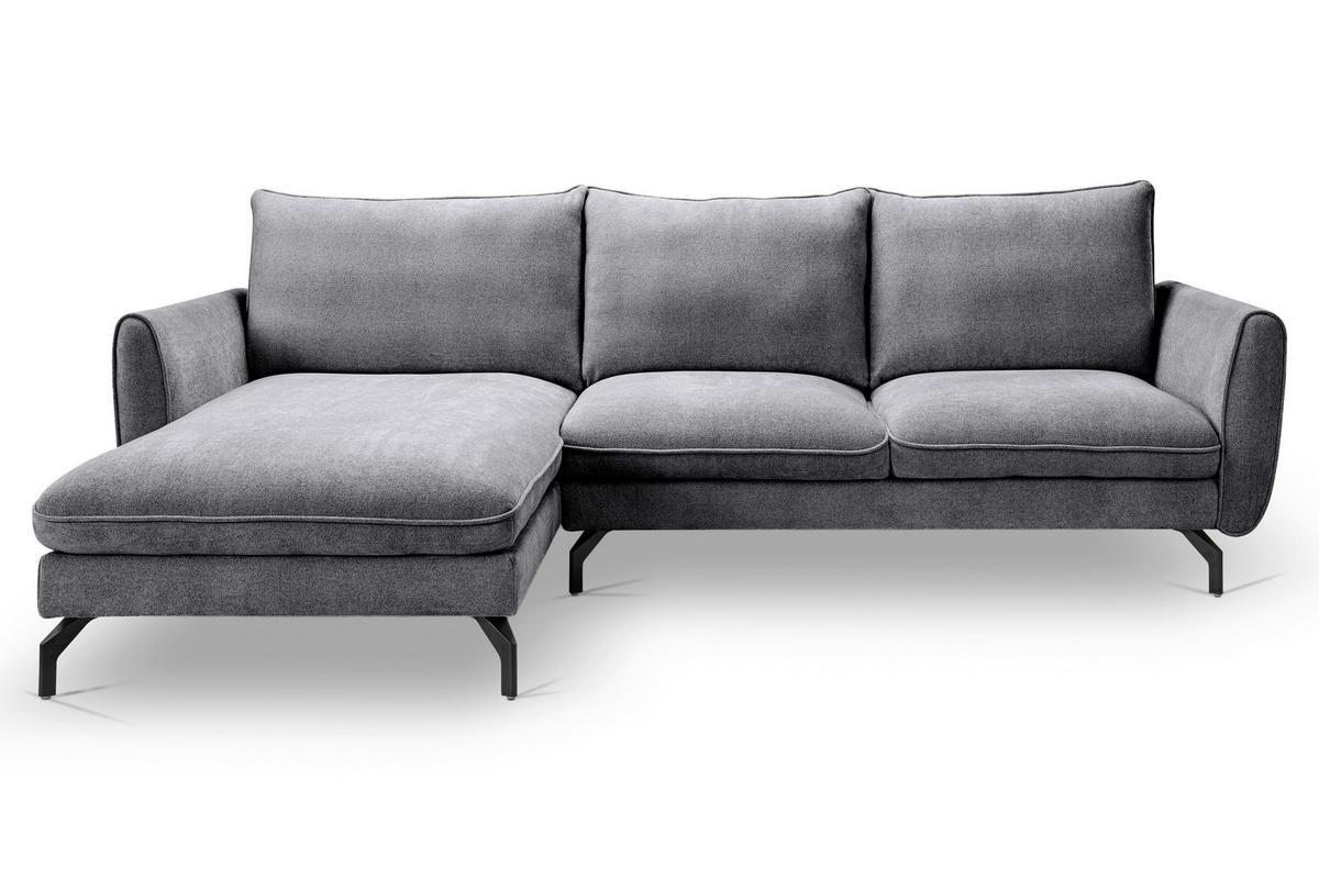 Ecksofa Toronto Grau - Schwarz/Grau, Basics, Holz/Textil (165/259cm) - MID.YOU