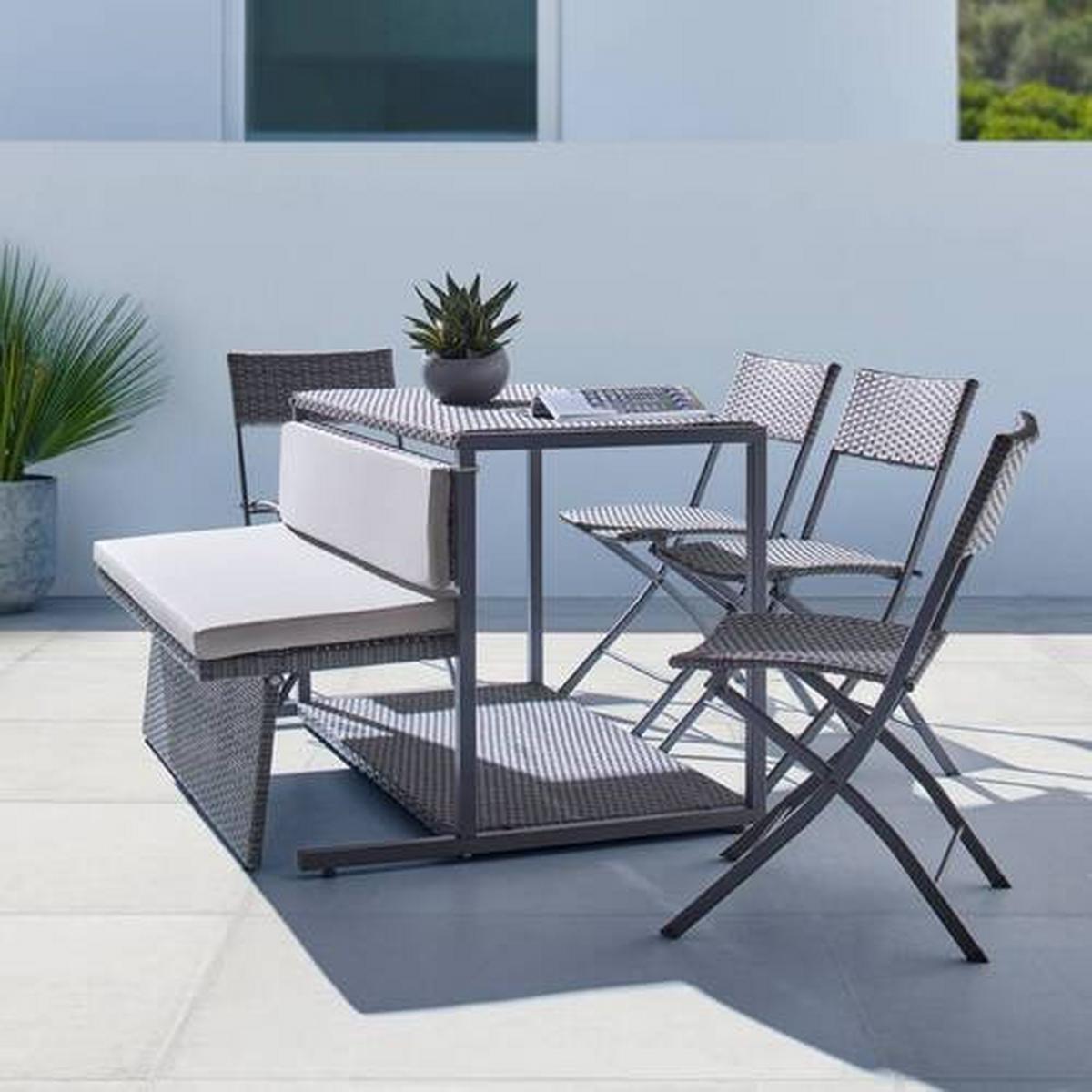 Balkonszett Mario - világosszürke/szürke, Modern, műanyag/textil (120/75/105cm) - Bessagi Garden