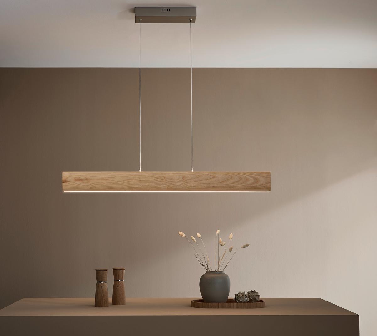 LAMPA WISZĄCA LED G51365/45 MONTERRA - kolor jesionowy, Natur, drewno (100/9,5/150cm) - Brilliant