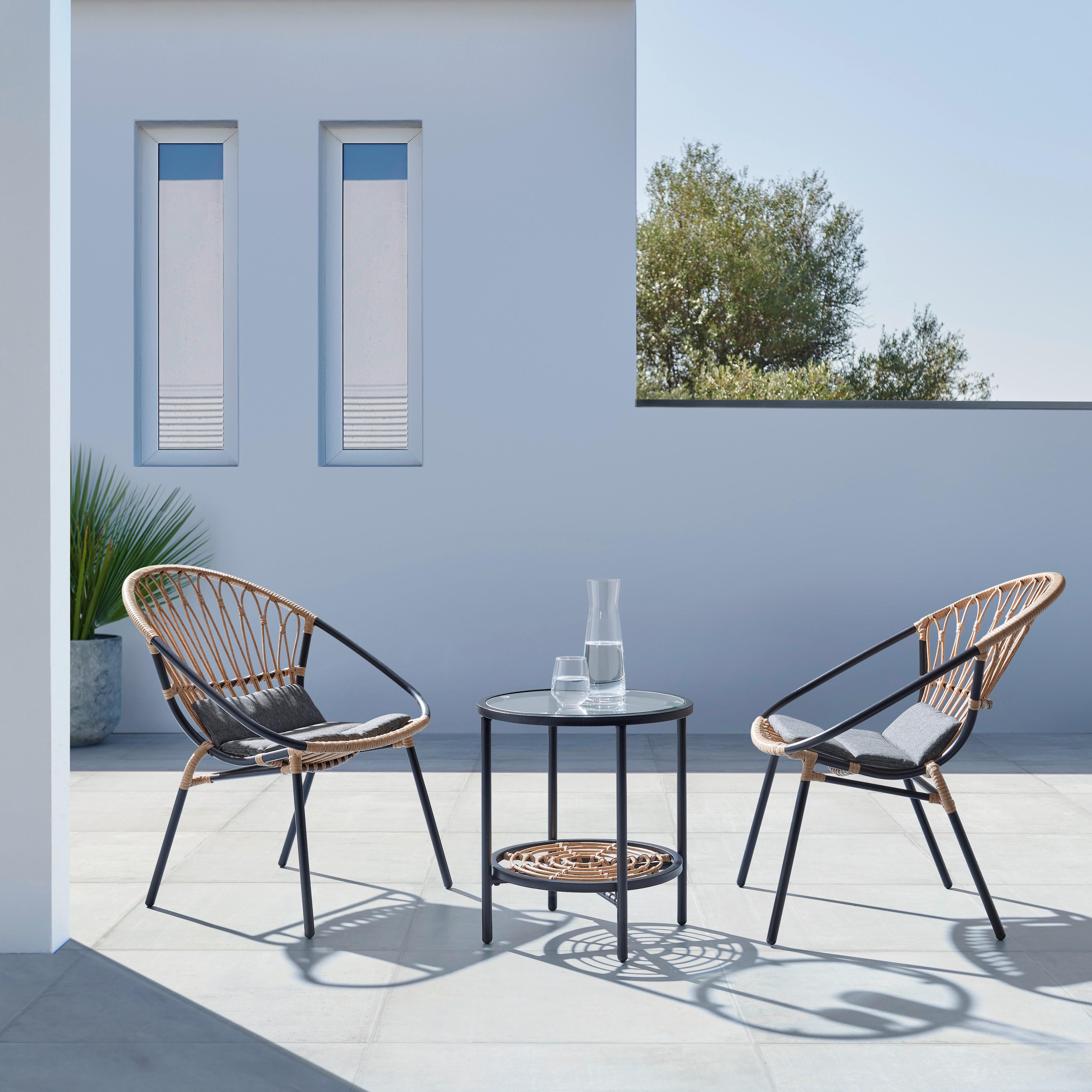 Balkonszett Giulia - Natúr/Fekete, modern, Műanyag/Üveg (64/73/80cm) - Bessagi Garden