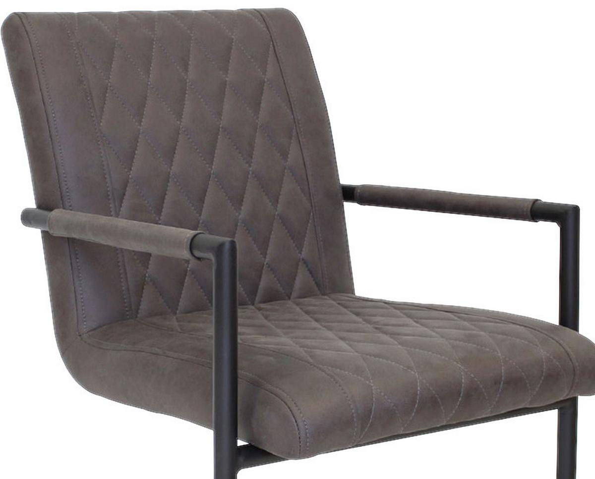 Armlehnstuhl-Set Damian ca. 52x88 cm 2er-Set Anthrazit - Anthrazit/Schwarz, LIFESTYLE, Textil/Metall (52/88/63cm) - MID.YOU