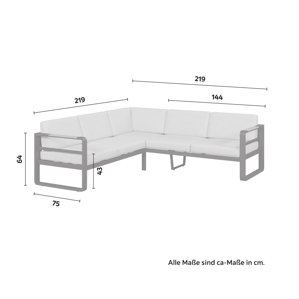 Dining-Loungeset Aruba Hellgr. /Schwarz Outdoorstoff/Metall - Hellgrau/Schwarz, MODERN, Kunststoff/Textil - Bessagi Garden