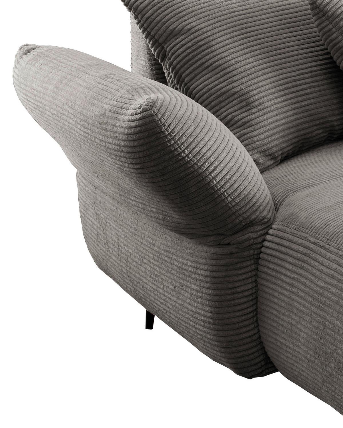 Sedežna Garnitura Vanilla, Sivorjava - črna/sivorjava, Design, kovina/tekstil (178/264-302cm) - Modern Living