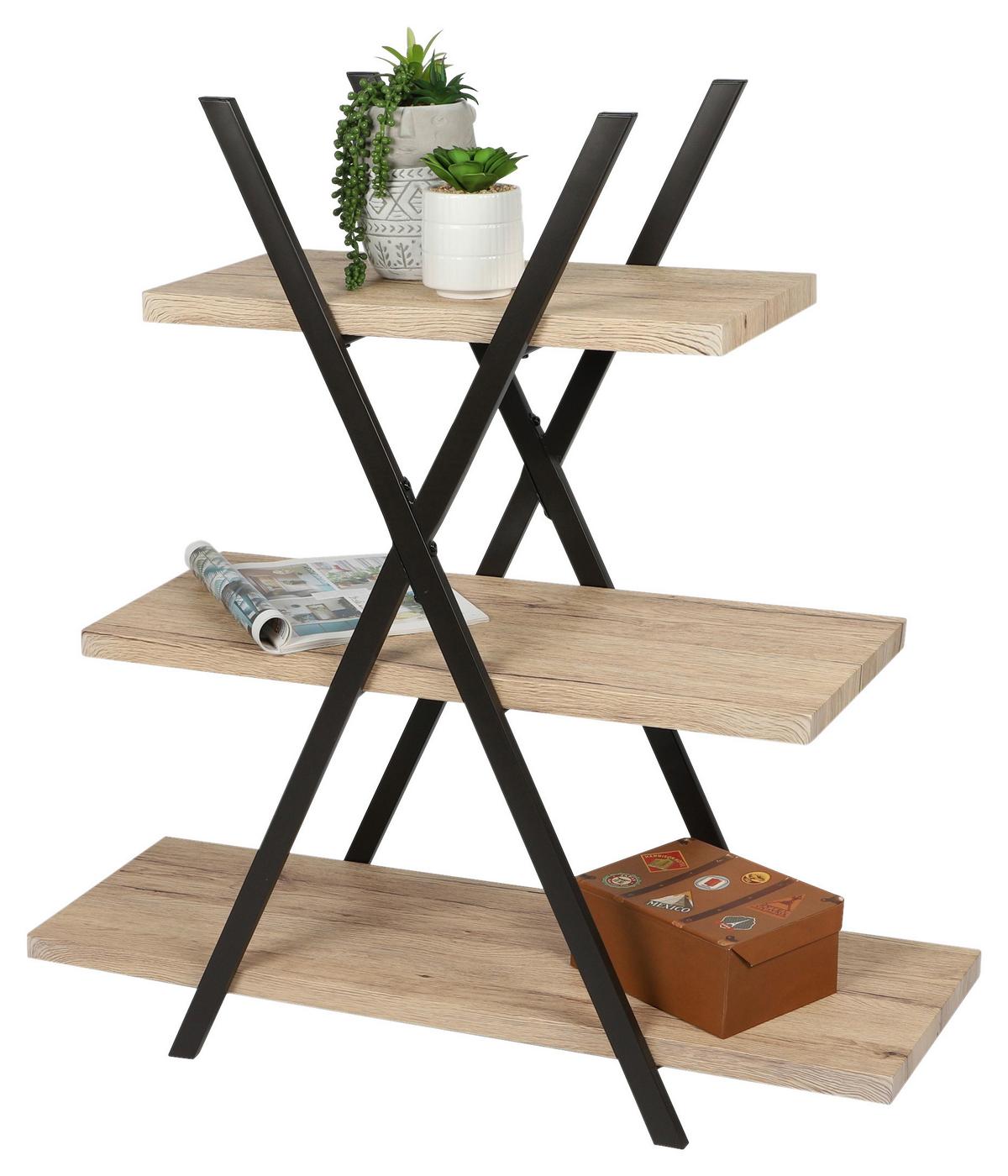 Polcos Elem Pyramid - natúr/fekete, faalapú anyag/fém (100/101/33cm)