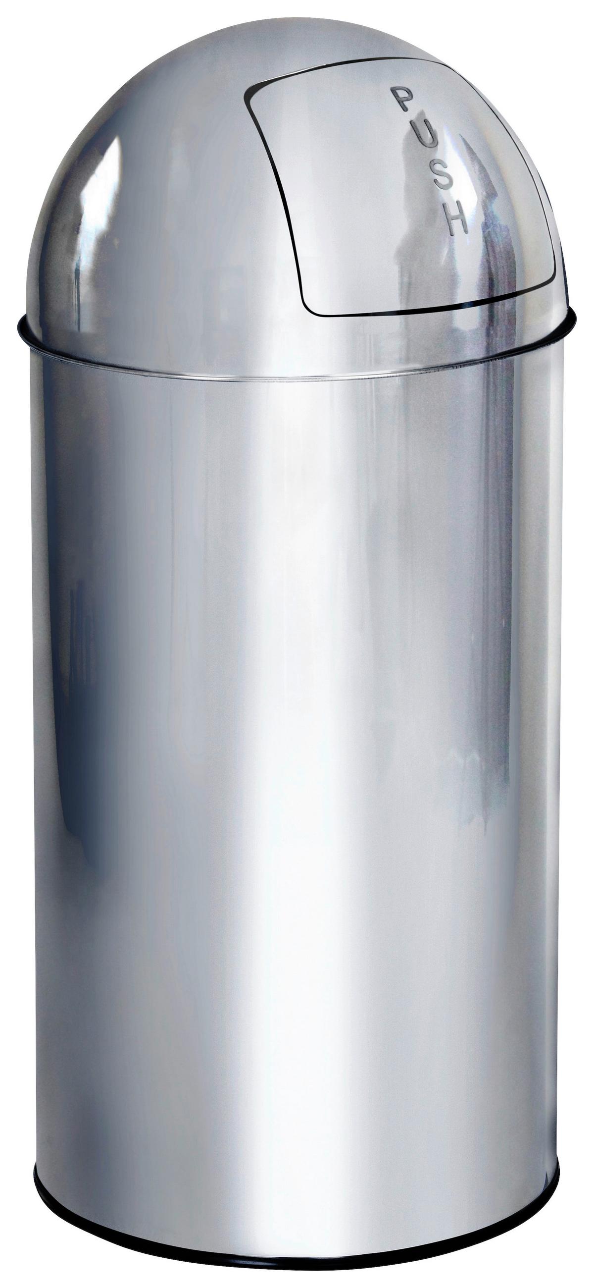 Koš Za Smeti Push, 35 L, Videz Kroma - barve kroma/črna, Basics, kovina/umetna masa (30/66/30cm) - MID.YOU