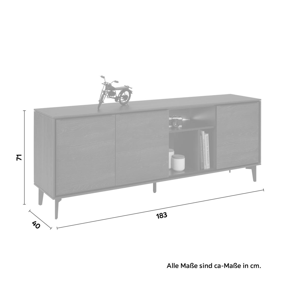 Sideboard in Anthrazit - Schieferfarben/Anthrazit, Modern, Holzwerkstoff/Metall (183/71/40cm) - Premium Living