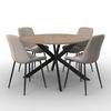 Tischgruppe Eolona Creme 5-tlg. - eukalyptusträ färg/svart, Modern, metall/trämaterial (120/76/120cm) - Bessagi Home