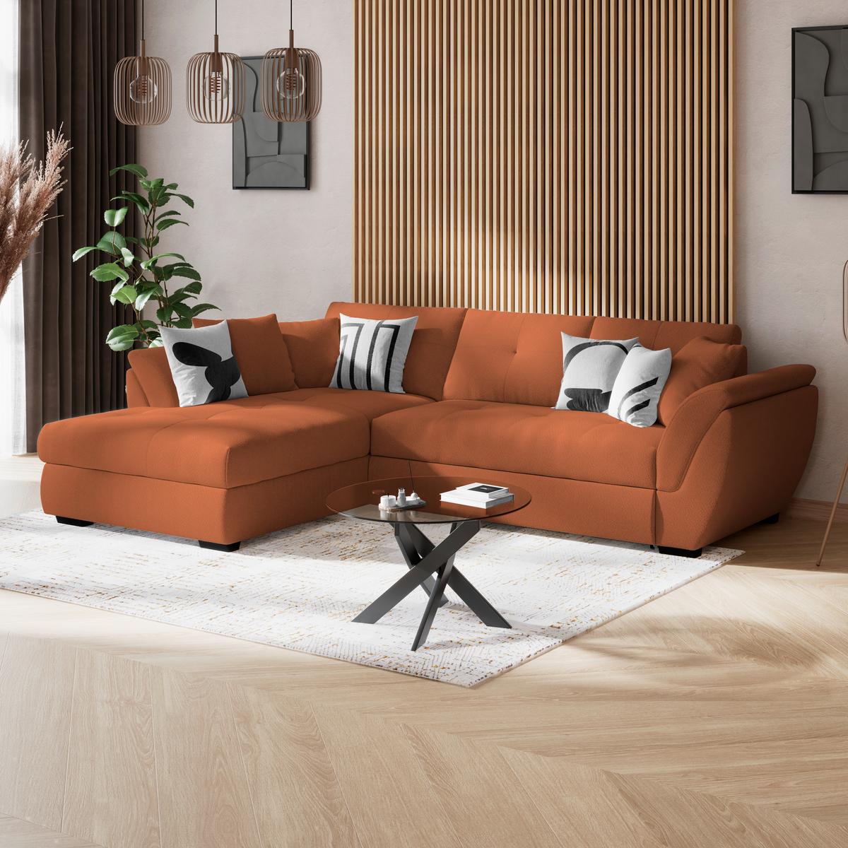 Kutna Garnitura Berisso - crna/terakota, Konvencionalno, tekstil/plastika (187/278cm) - Ondega