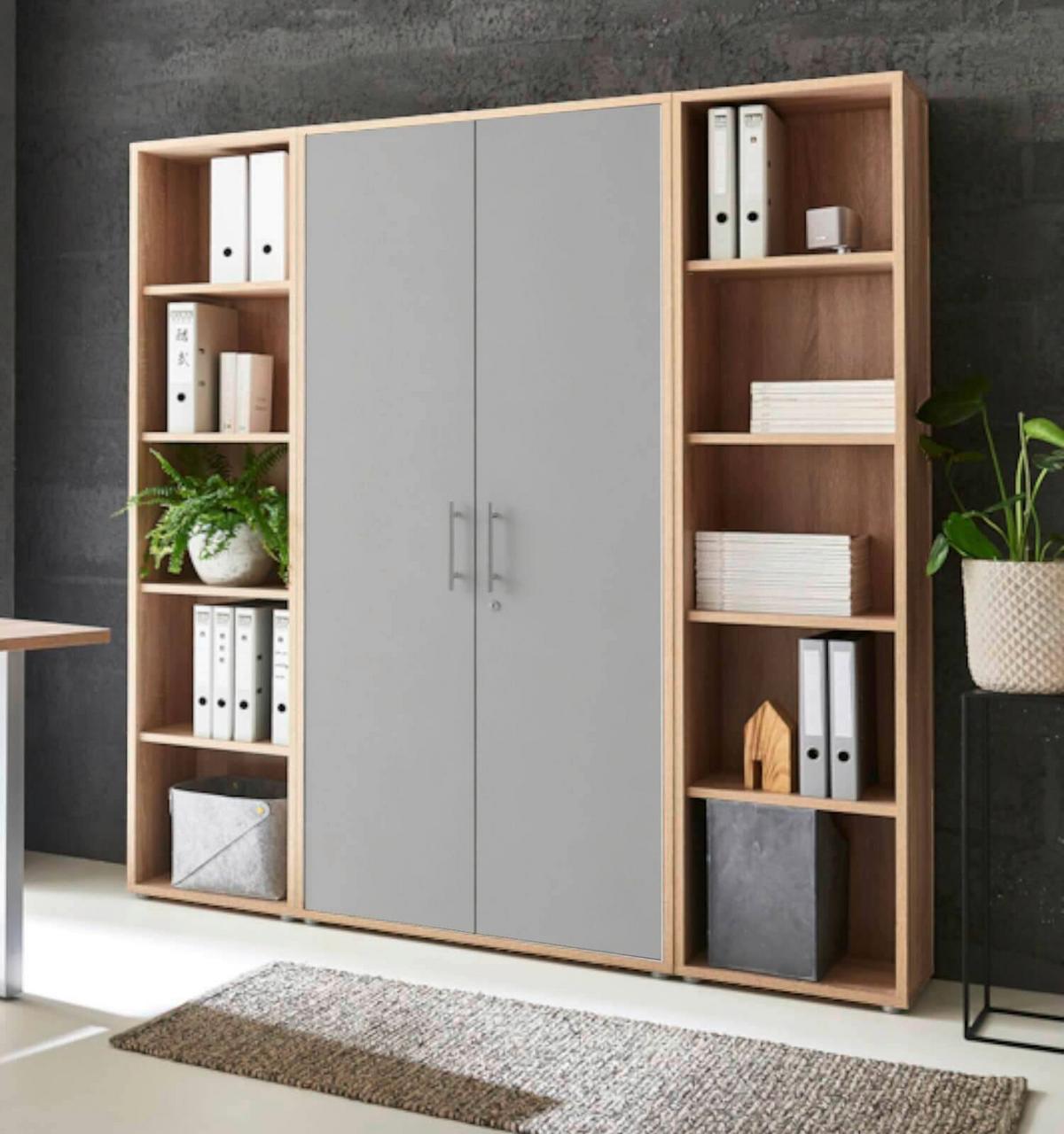 AKTENSCHRANK OFFICE EDITION - SW SET 3 - Hellgrau/Sonoma Eiche, MODERN, Holzwerkstoff (172,6/185,6/33cm) - MID.YOU