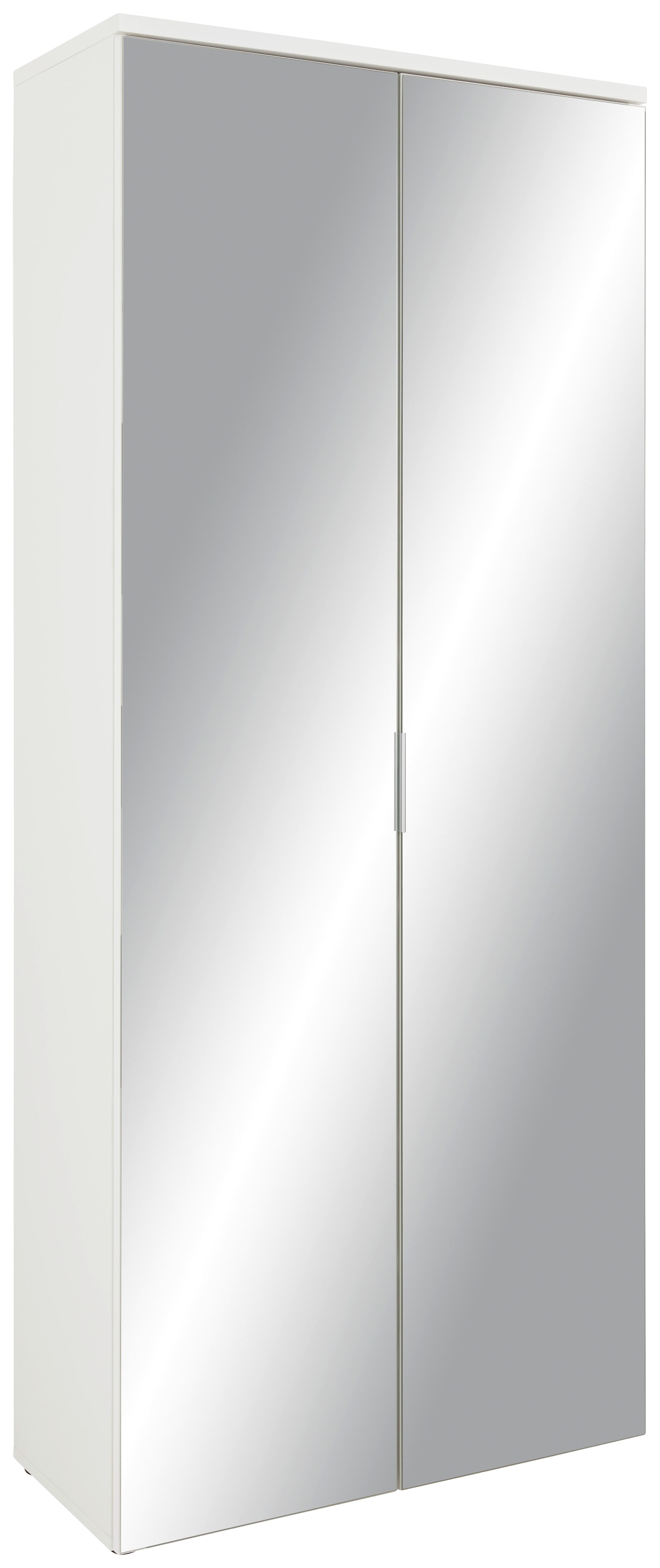 Schuhschrank in Weiß - Silberfarben/Weiß, MODERN, Glas/Holzwerkstoff (80/190/35cm) - Mömax