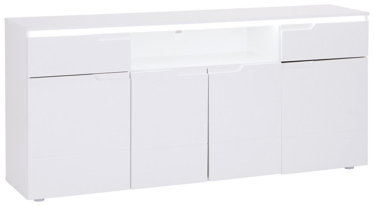 Komoda Hilton - bijela/bijela visoki sjaj, Moderno, drvni materijal/plastika (180/83,6/40cm) - Modern Living