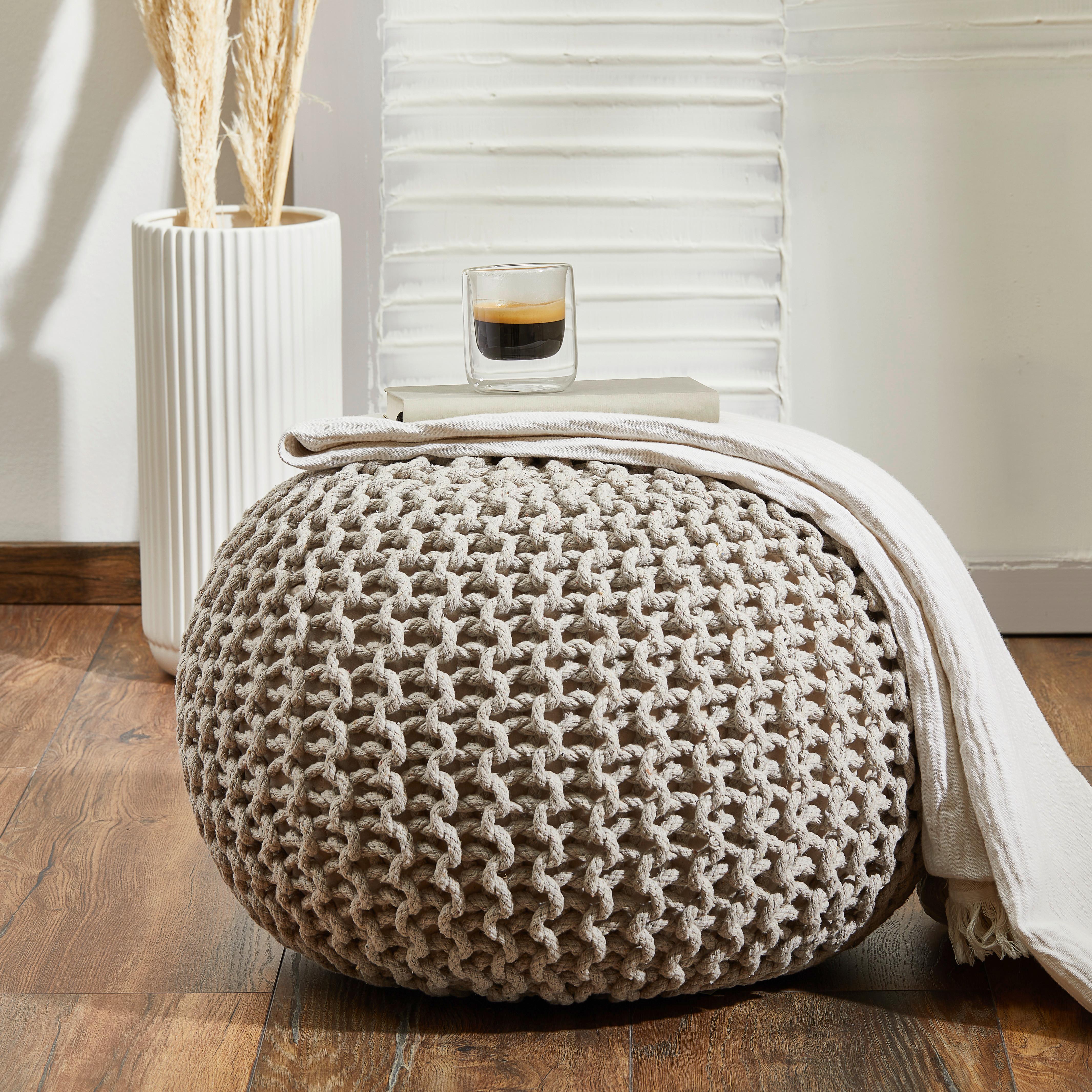 PUF BERGEN - kolor srebrny/szary, Trend, tkanina (55/55/35cm) - Linea Natura