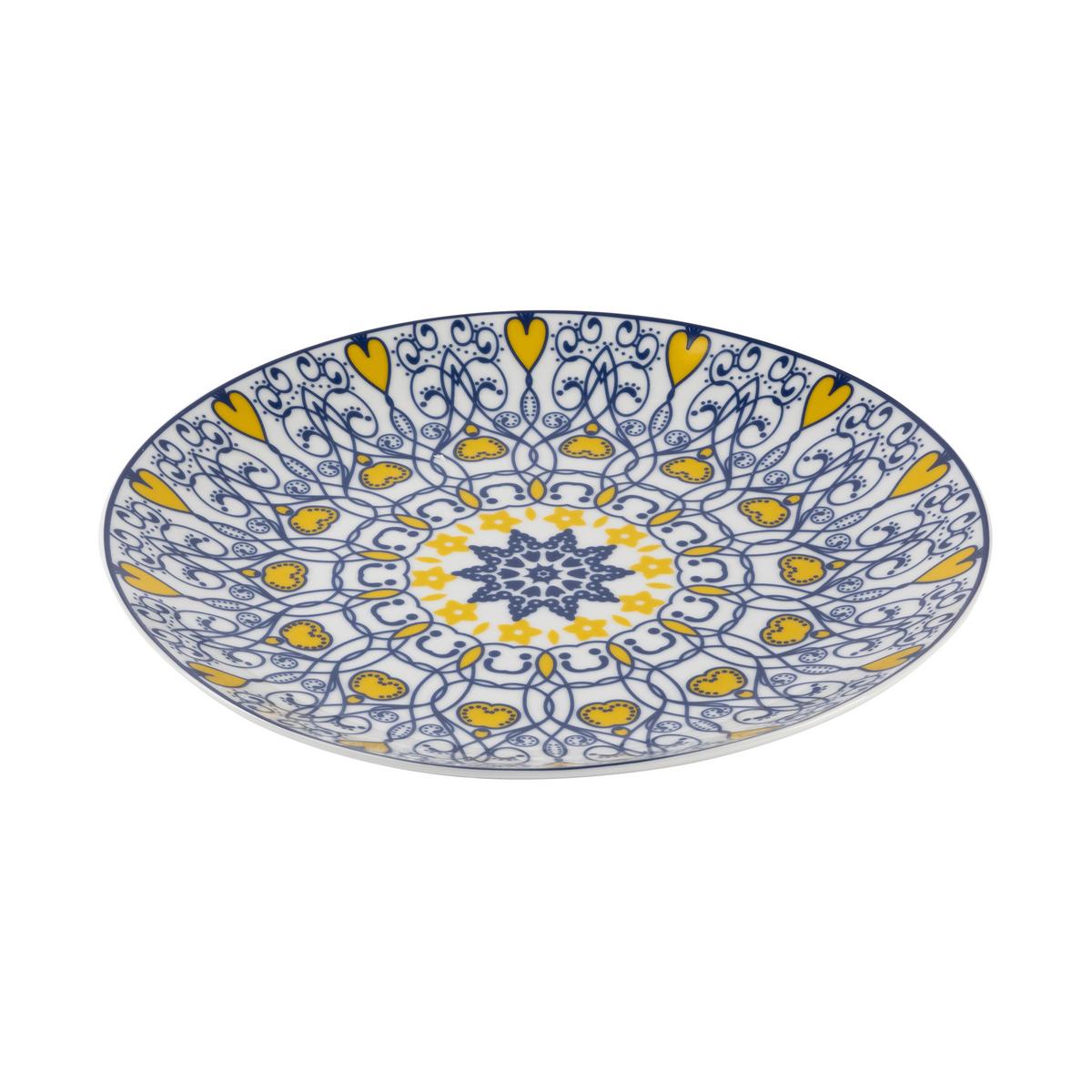 Dessertteller Maja Blau/Gelb Ø ca. 20cm - Blau/Gelb, LIFESTYLE, Keramik (20/2,3cm) - Mömax
