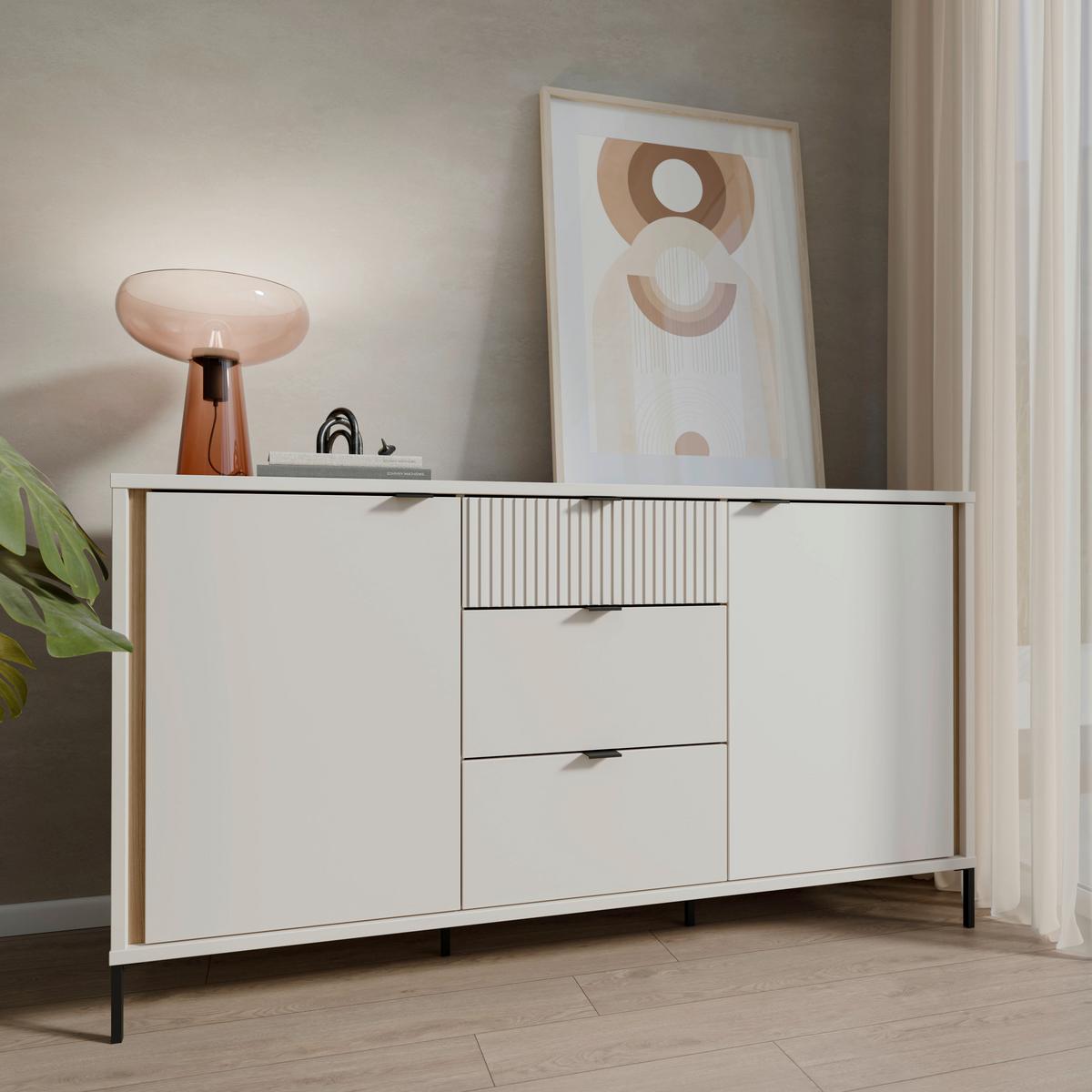 Komoda Seravel - boje hrasta/boje pijeska, Natur, drvni materijal/metal (158,8/87,2/41,5cm) - Modern Living