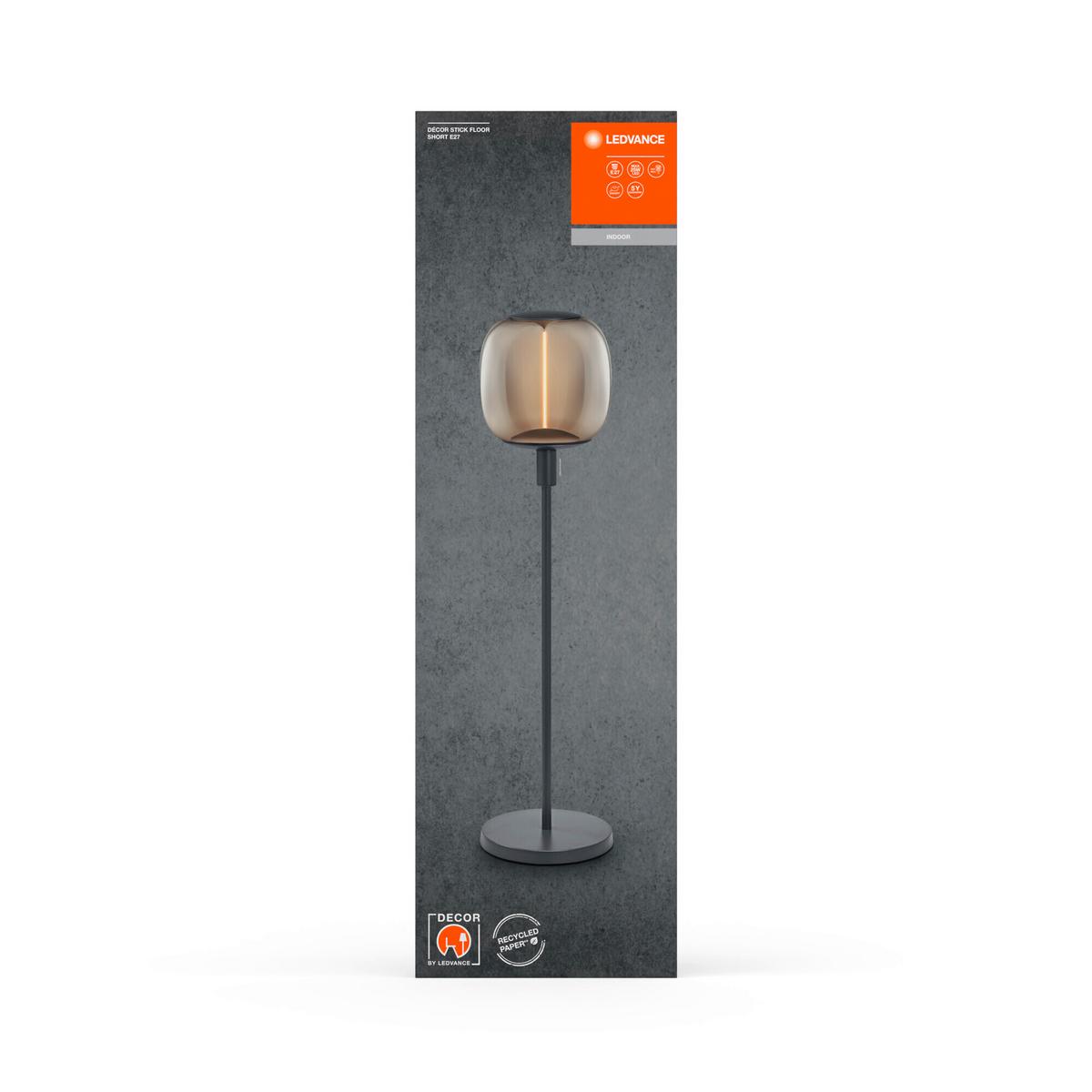 PODSTAWA LAMPY DECOR STICK FLOOR SHORT E27 DG - ciemnoszary, Basics, metal (26/78cm) - Ledvance