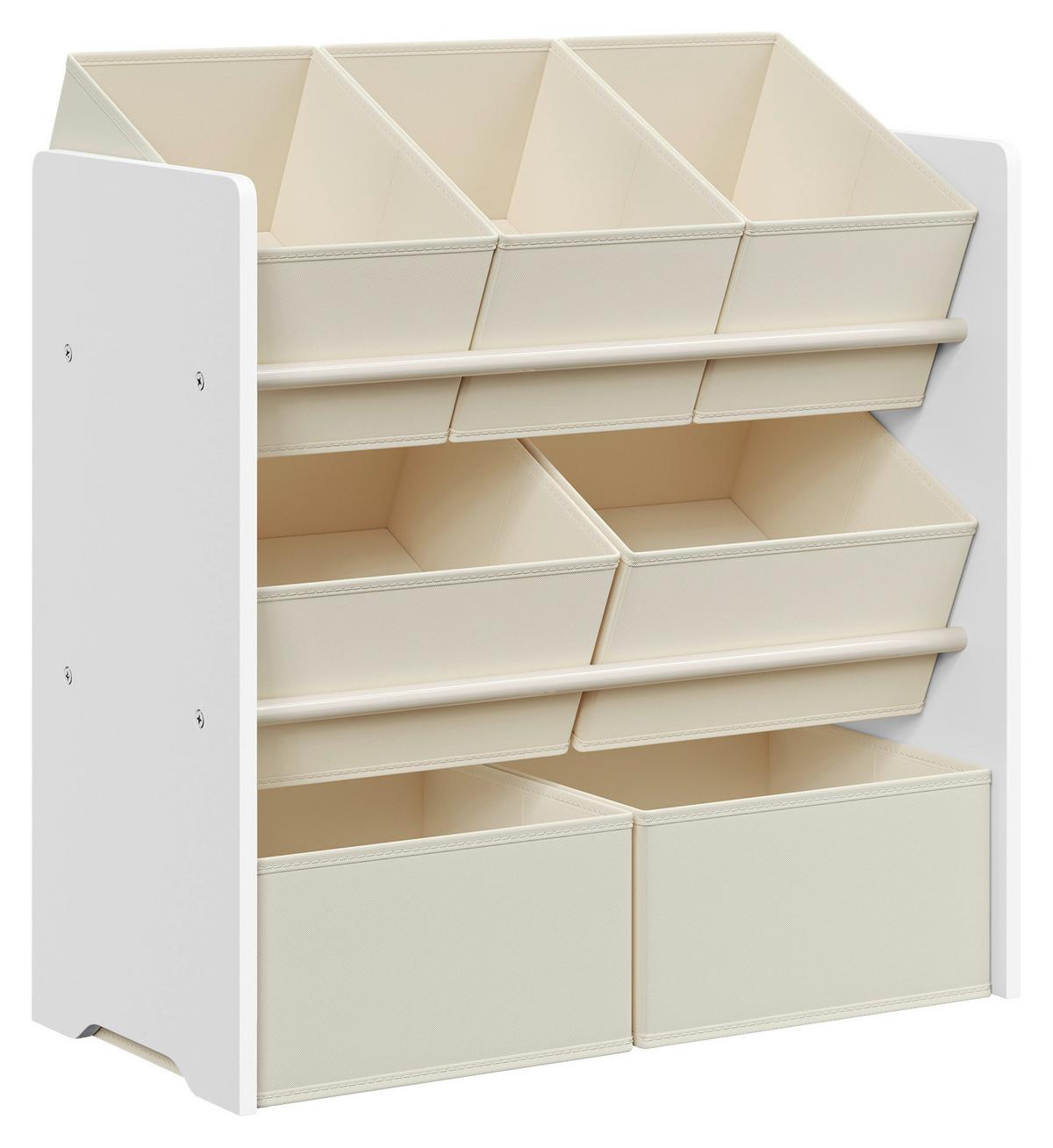 Kinderregal in Weiß, Beige ca. 62,5x60x29,5 cm - Beige/Weiß, MODERN, Holzwerkstoff/Textil (62,5/60/29,5cm) - MID.YOU