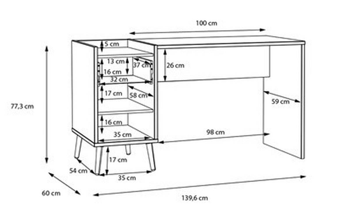 Radni Stol Za Mlade Whenua - boje hrasta/boje kadulje, Moderno, drvni materijal/drvo (139,6/77,3/60cm) - Mömax