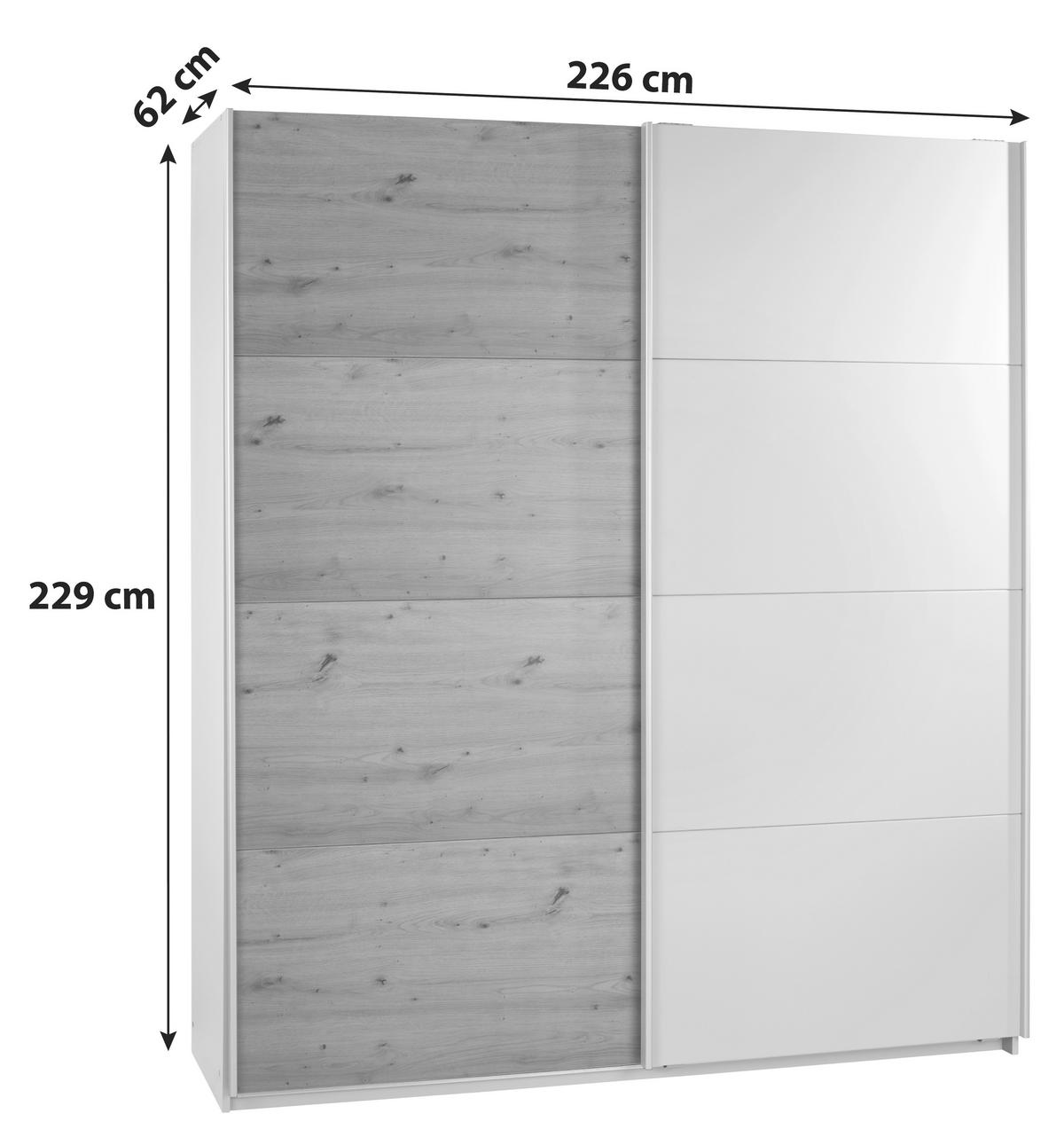 DULAP FELDKIRCH - culoare lemn stejar/gri, Modern, material pe bază de lemn (226/229/62cm)