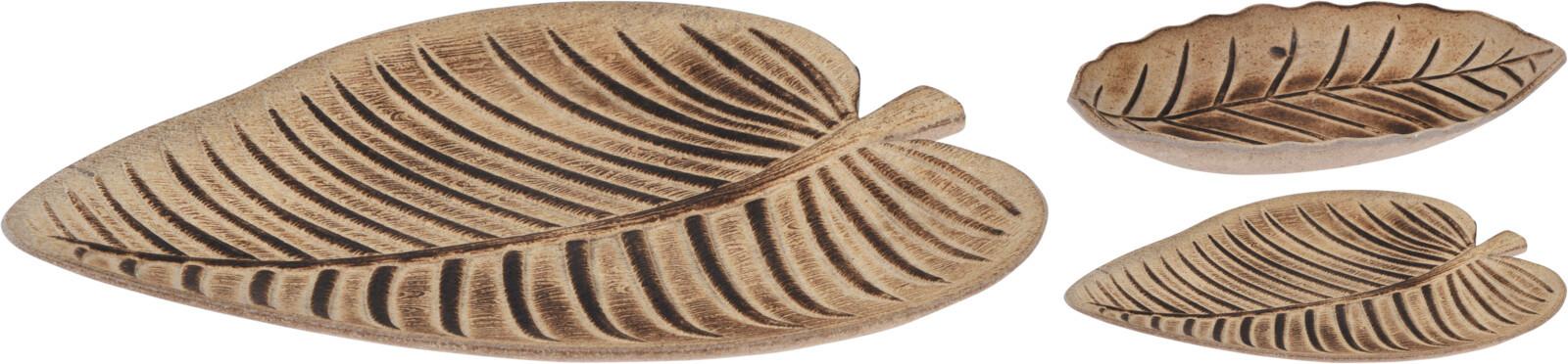 Dekor Tálca Leaf - natúr, fa (32/25/1,5cm)