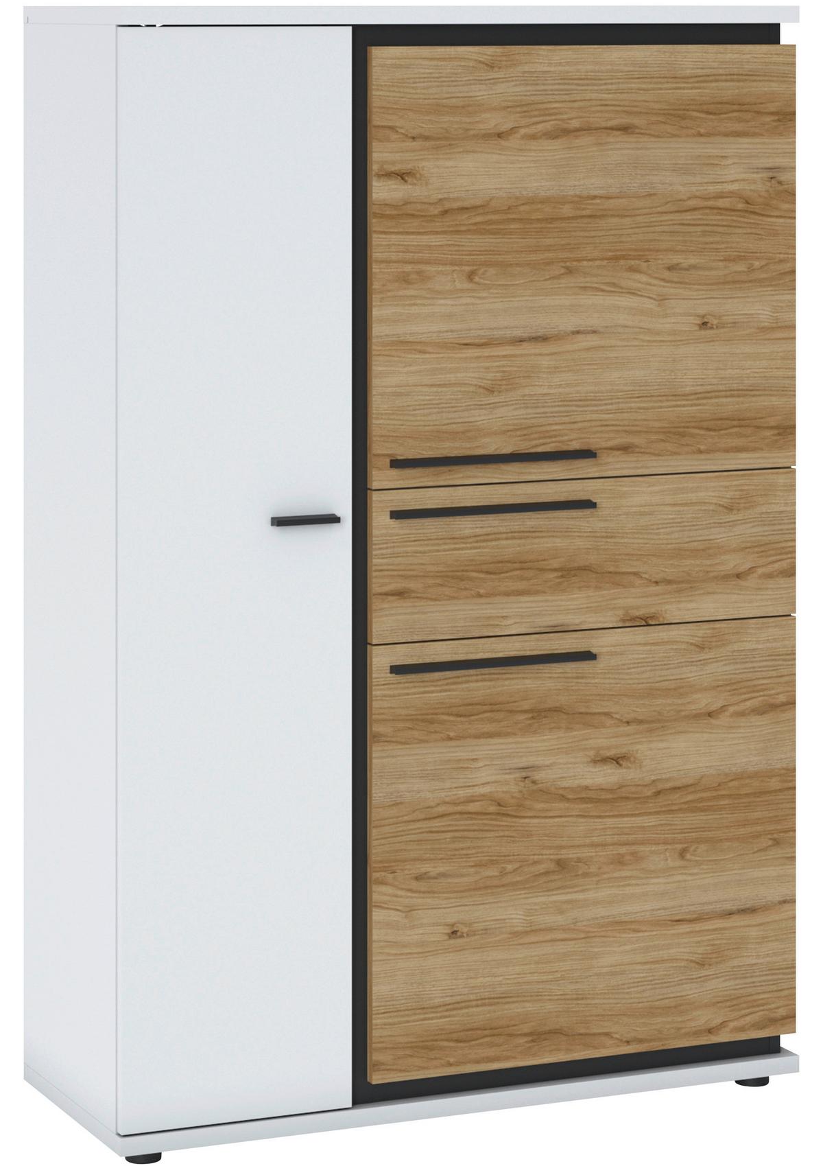 Comodă SALINAS - alb/culoare lemn stejar, Trend, material pe bază de lemn (93/139,8/37cm) - Modern Living