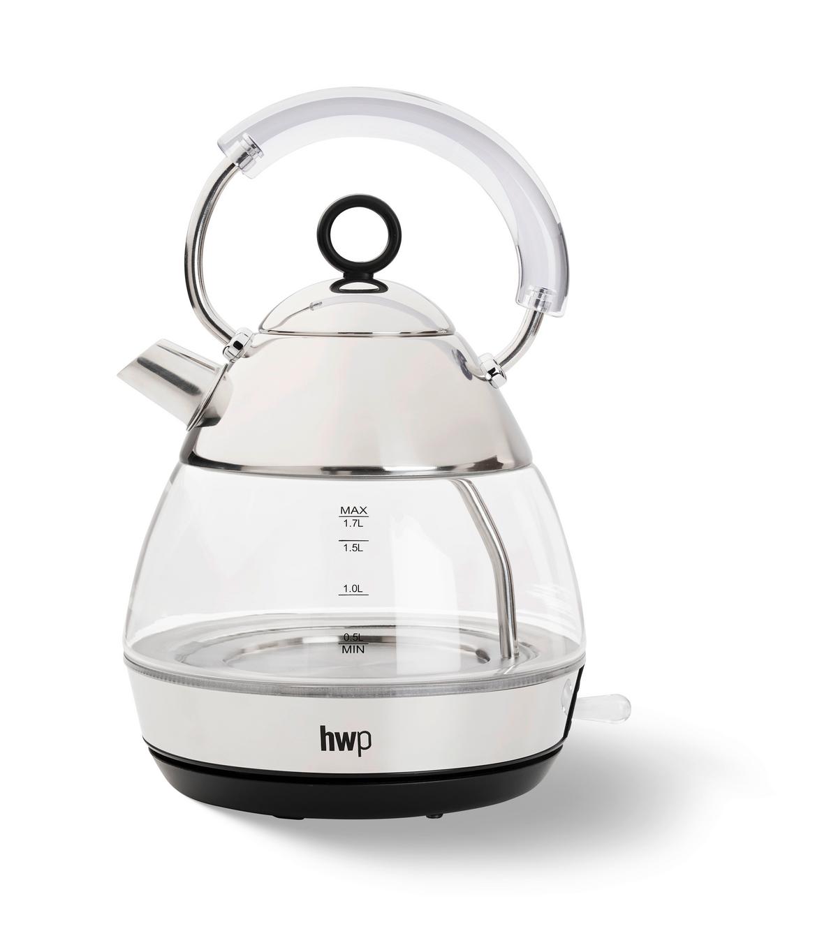 CZAJNIK ELEKTRYCZNY GWK-25240 - kolor stalowy/przejrzysty, Basics, tworzywo sztuczne/metal (19,7/21,8/29,9cm) - Homeware Profession.