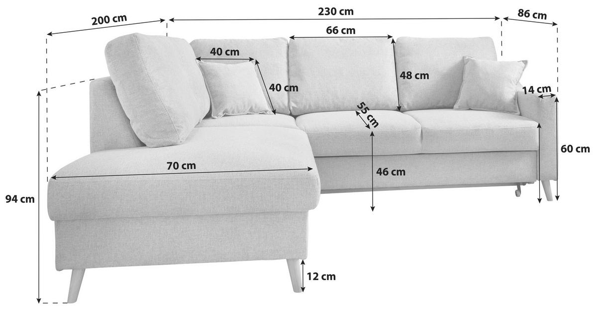 Wohnlandschaft Valentina Anthrazit Struktur - Anthrazit/Naturfarben, KONVENTIONELL, Holz/Textil (200/230cm) - P & B