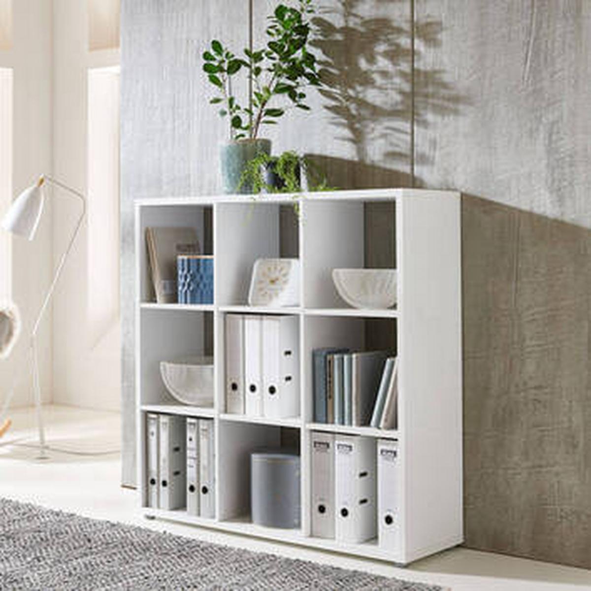 Regal Nizza Typ 13 Weiß - Silberfarben/Weiß, MODERN, Holzwerkstoff/Kunststoff (106,5/108,5/33cm) - MID.YOU