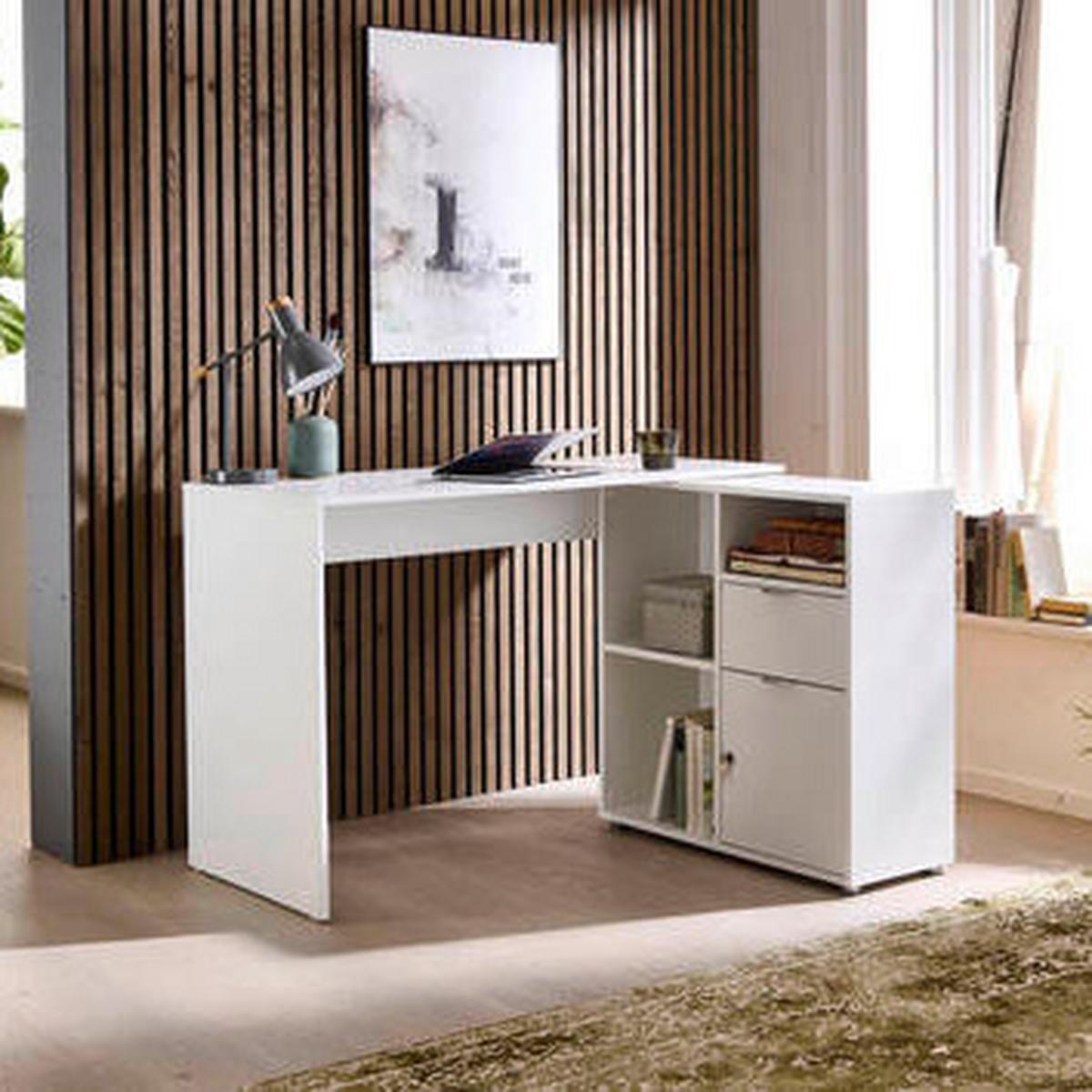 Schreibtischkombination Leni Weiß ca. 110x85x74cm - Weiß, MODERN, Holzwerkstoff (110/85/74cm) - MID.YOU