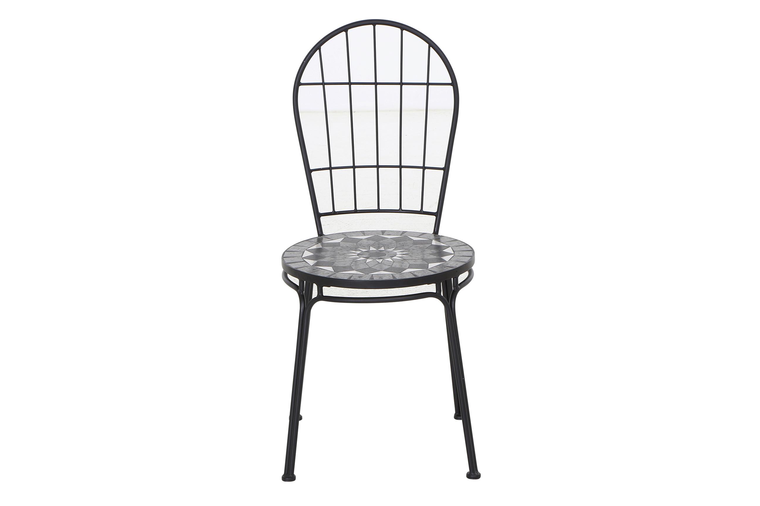 Stapelstuhl Mosaik ca. 43x93,5x49 cm - Schwarz, KONVENTIONELL, Keramik/Metall (43/93,5/49cm) - Gardenson