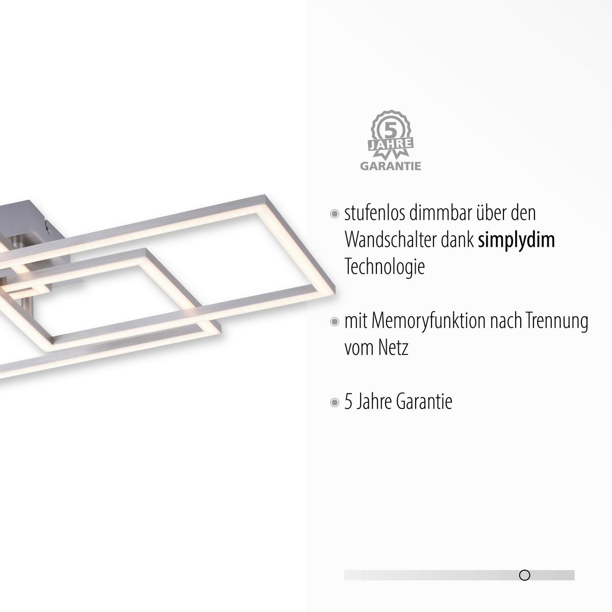 LED-Deckenleuchte Iven max. 41 Watt - Alufarben, Design, Kunststoff/Metall (70/34,5/9,5cm)