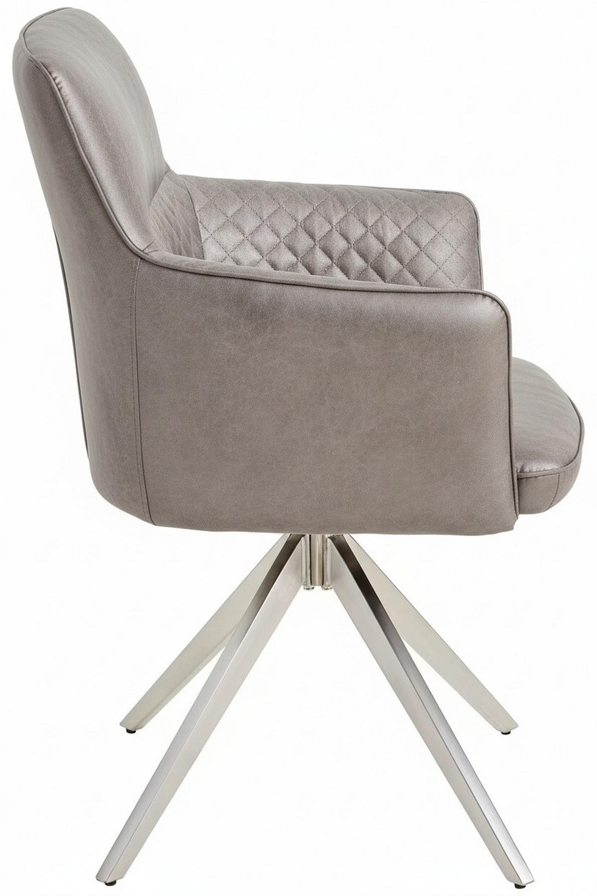 KRZESŁO Z PODŁOKIETNIKAMI KIM - kolor srebrny/kolor stalowy, Basics, metal/tkanina (62/90/63cm) - MID.YOU