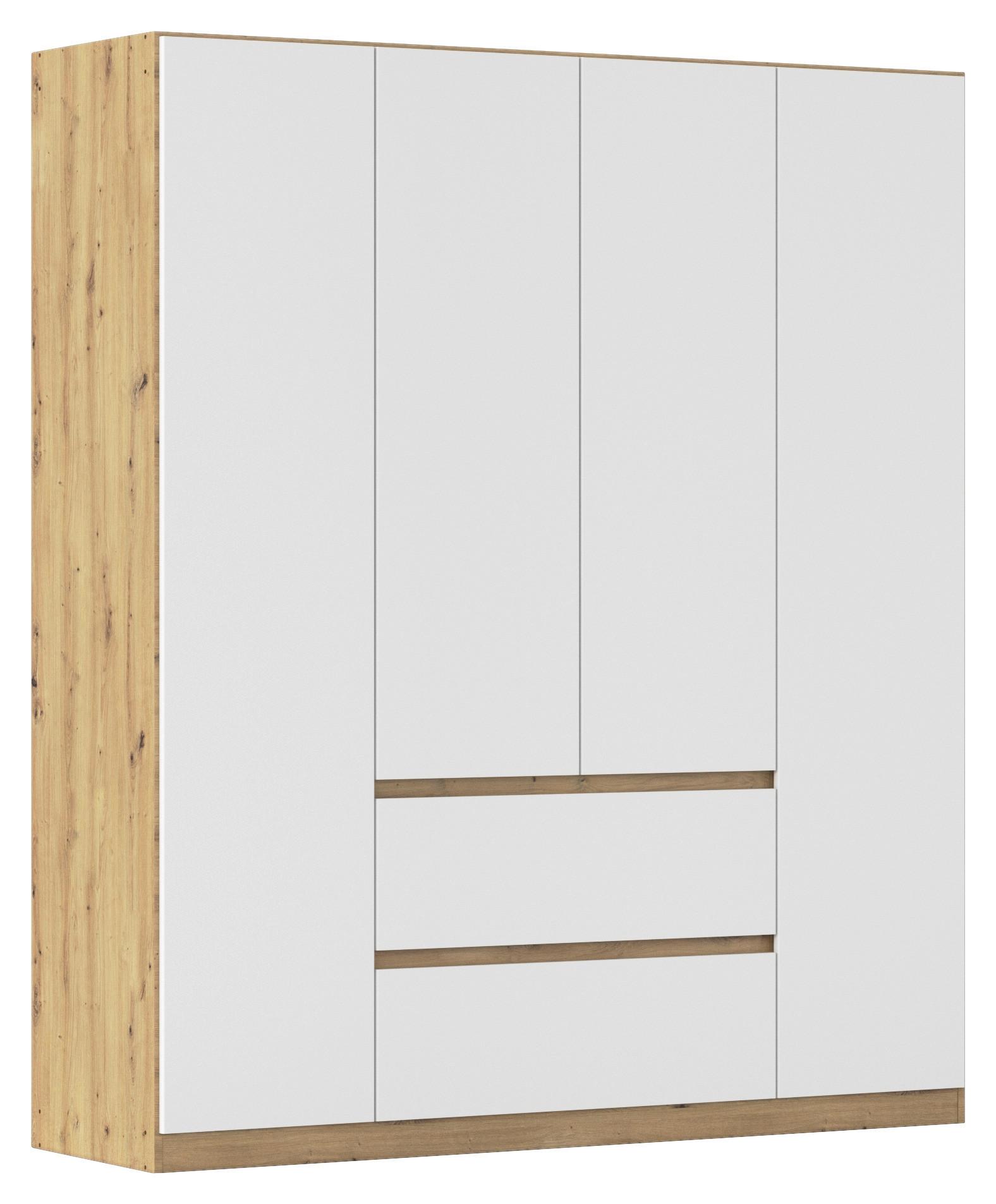 DULAP  USI ROTATIVE MAINZ - alb/stejar Artisan, Basics, material pe bază de lemn (181/210/54cm) - Modern Living