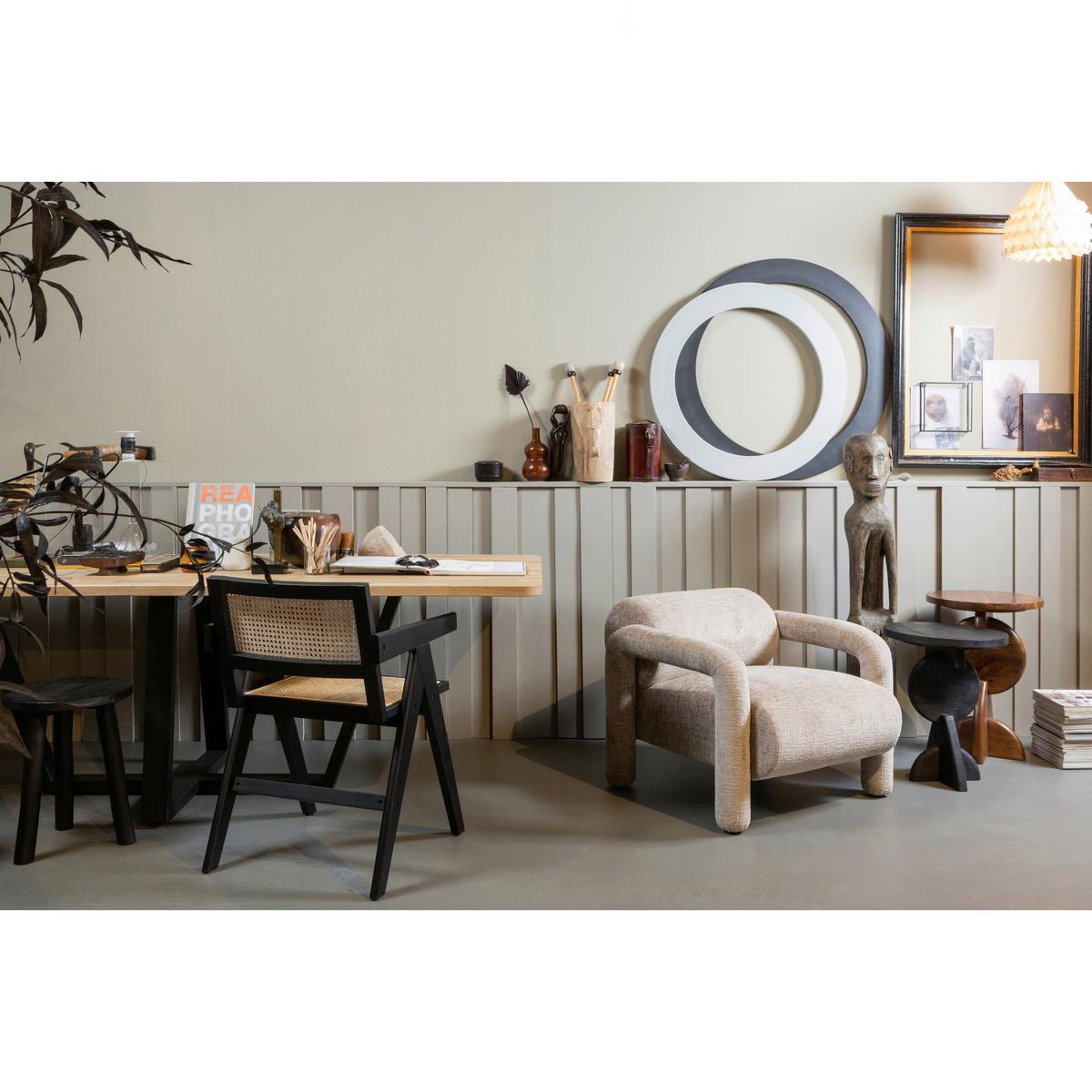 Armlehnstuhl Gunn Schwarz B: 54 cm - Schwarz/Naturfarben, Design, Holz (54/80/54cm) - Livetastic