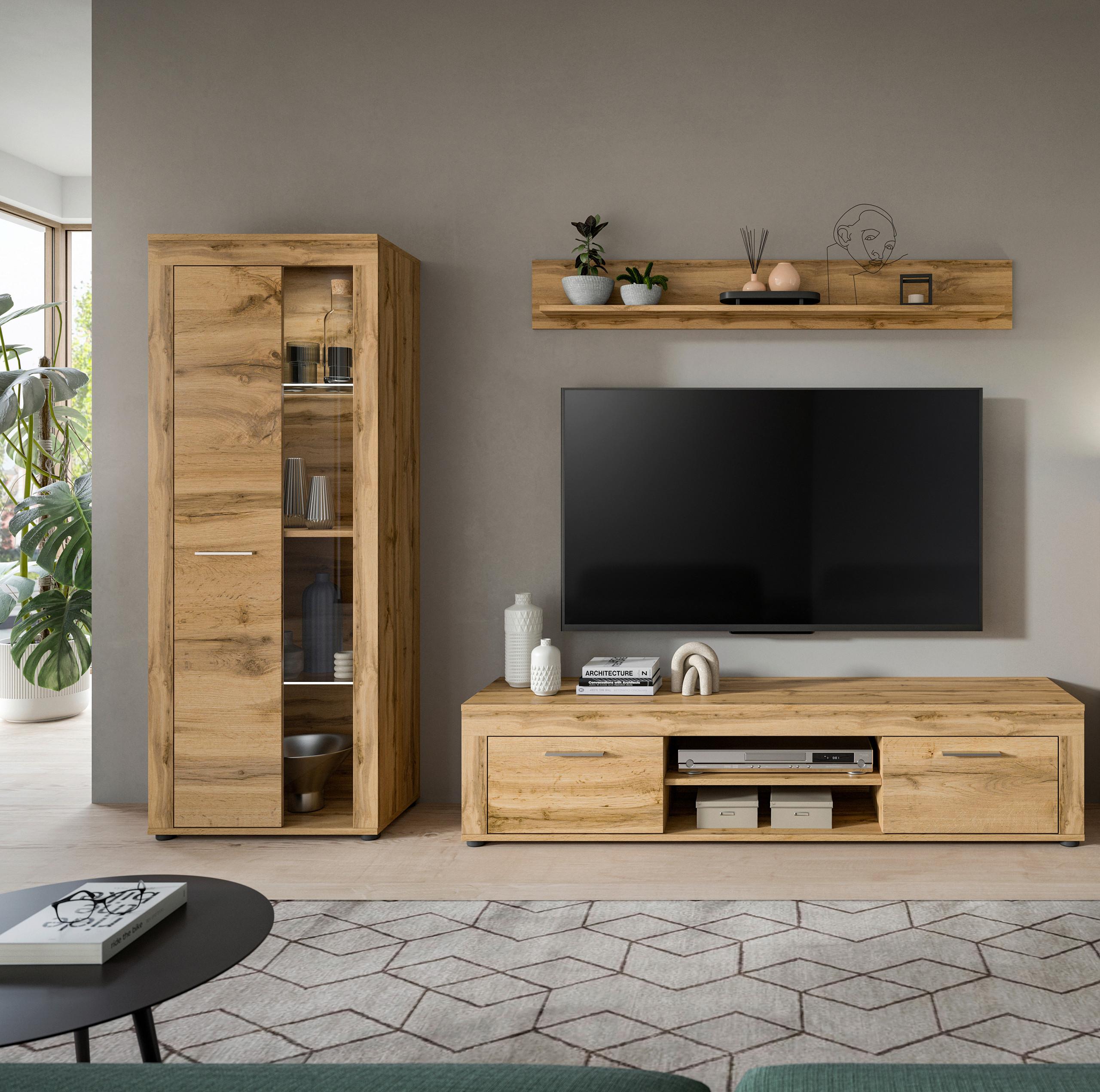 ANSAMBLU MOBILIER CAMERA DE Z JAM - stejar Wotan, Design, sticlă/material pe bază de lemn (235/159/35cm) - Modern Living
