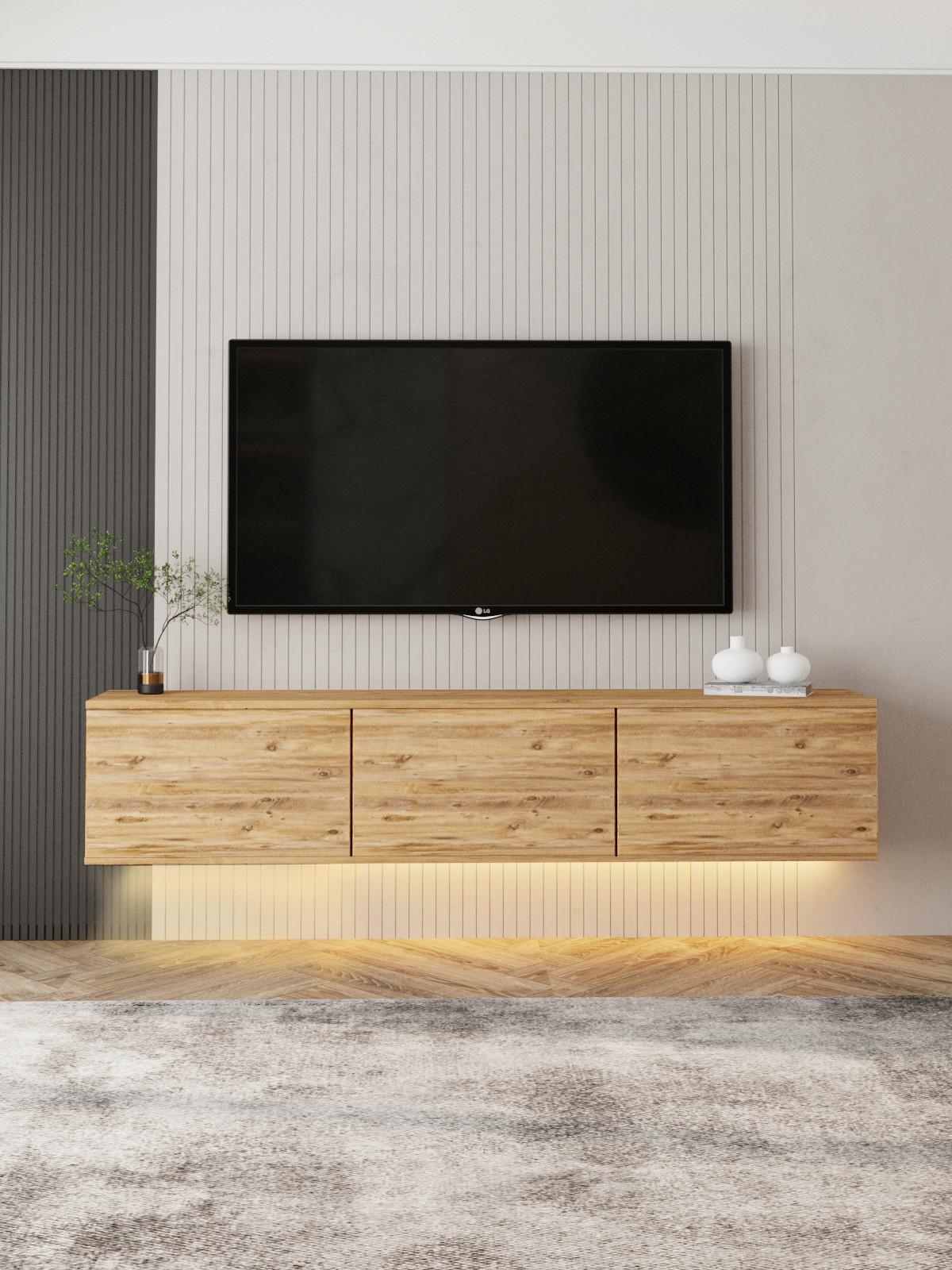 LOWBOARD NEON TV-MÖBEL - Kieferfarben, Design, Holzwerkstoff (160/35/32cm) - Livetastic