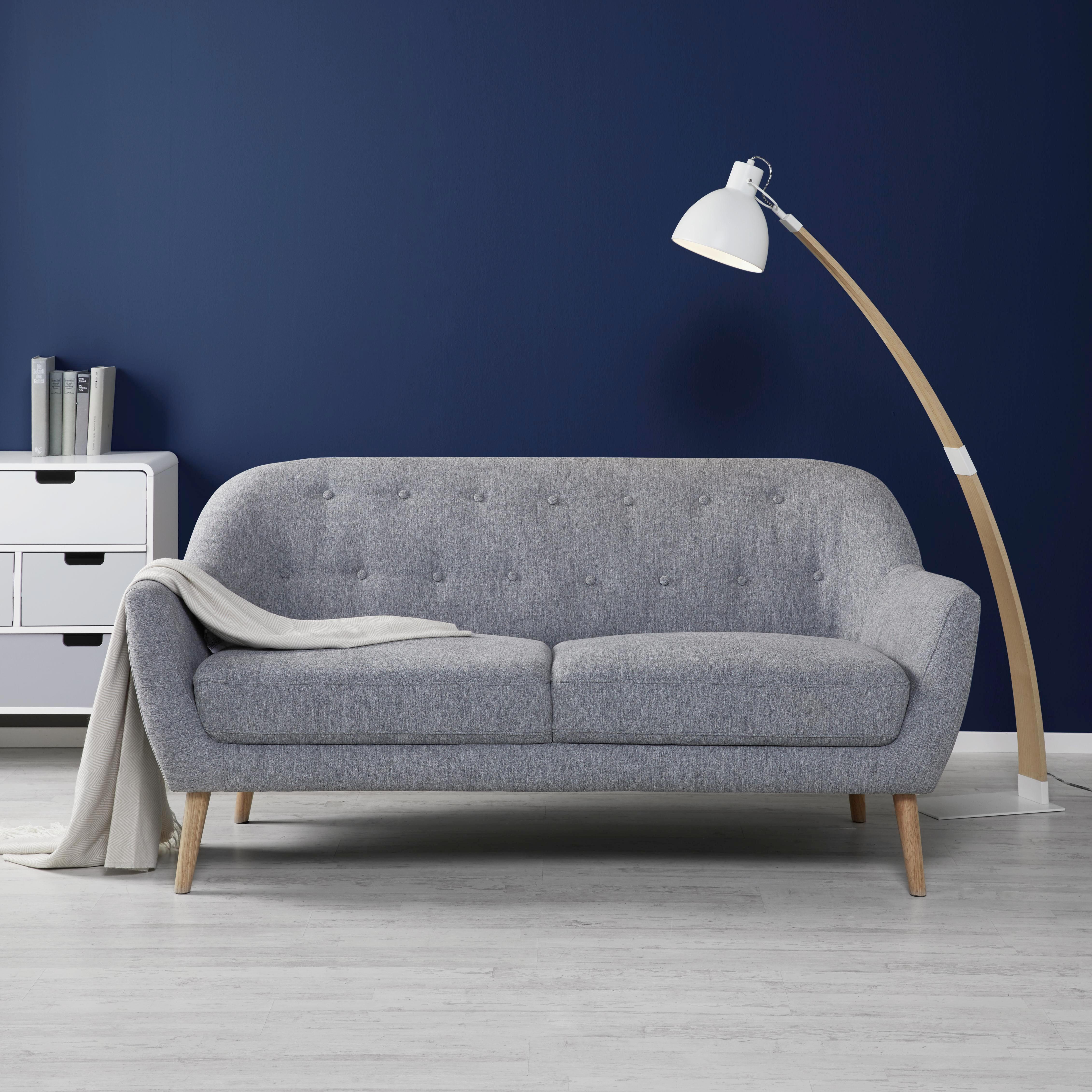 Sofa in Grau 'Anela' - Naturfarben/Grau, MODERN, Holz/Textil (168/79/84cm) - Bessagi Home