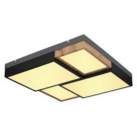 LED-Deckenleuchte Gundi Schwarz/Weiß max. 50 Watt - Opal/Schwarz, Natur, Holzwerkstoff/Kunststoff (60/60/9cm) - Globo