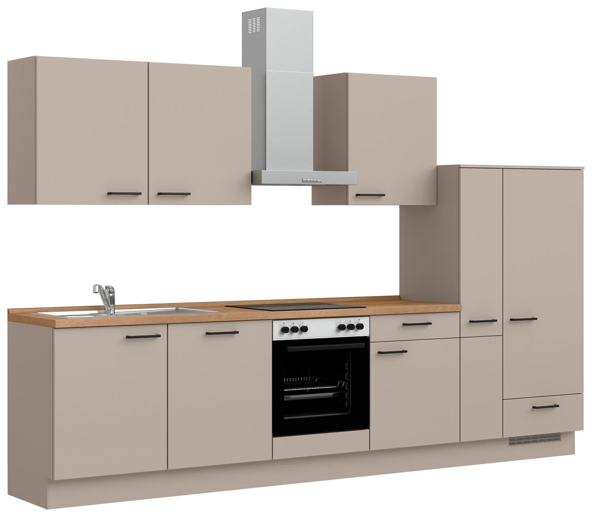 Küchenleerblock Easytouch Low o. Geräte Sandfarben - Sandfarben/Eichefarben, MODERN, Holzwerkstoff/Metall (330cm) - Nobilia