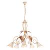 Kronleuchter Vanda Weiß/Beige max. 6 Watt - Beige/Weiß, Natur, Glas/Metall (90/90/130cm)