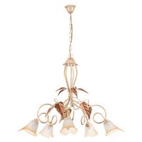 Kronleuchter Vanda Weiß/Beige max. 6 Watt - Beige/Weiß, Natur, Glas/Metall (90/90/130cm)