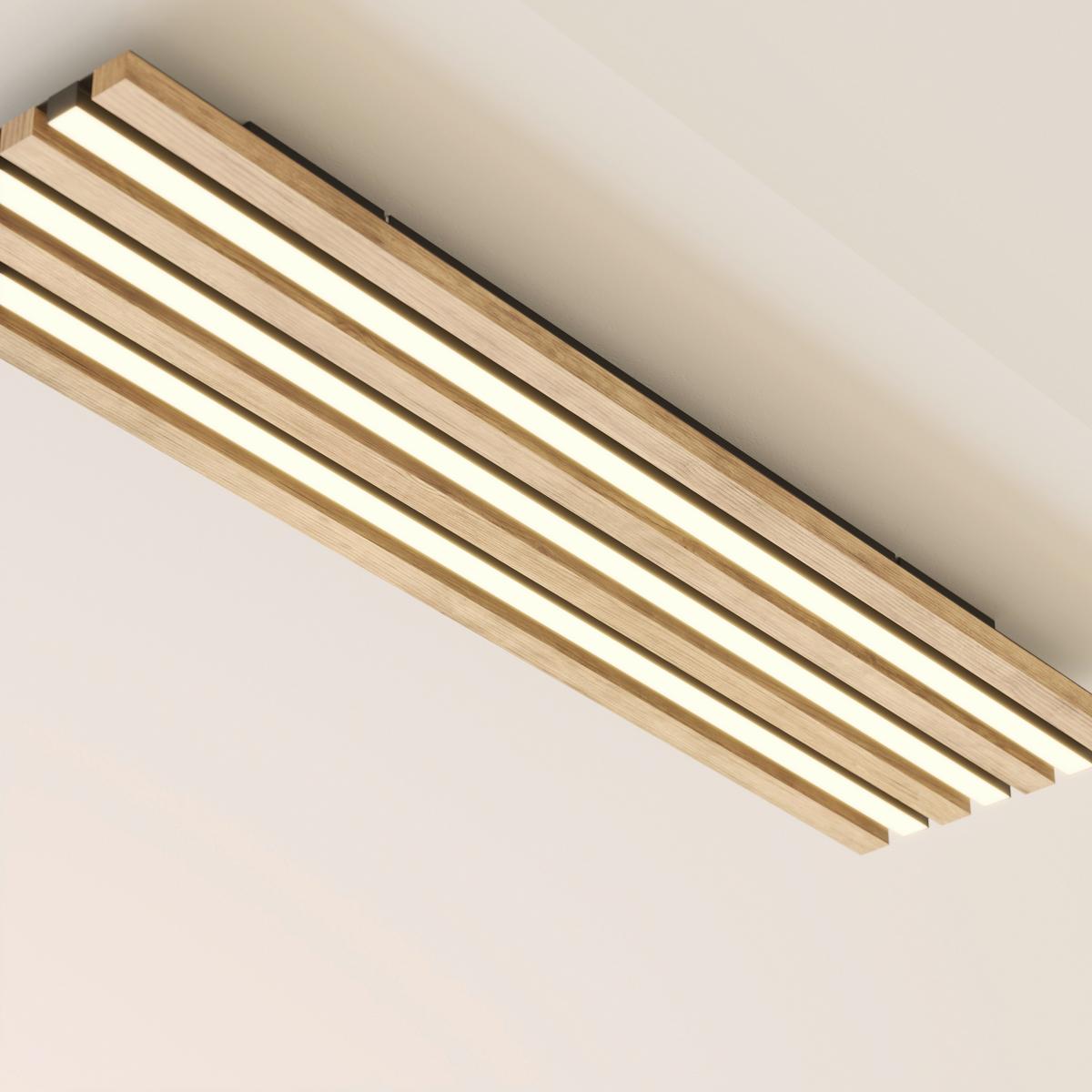 LED-DECKENLEUCHTE 67347D4 HAYDEN - Weiss/Dunkelbraun, Natur, Holzwerkstoff/Kunststoff (80/20/5cm) - Globo